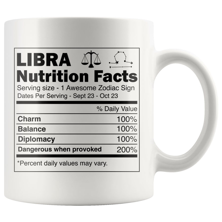 White 11oz Mug - Libra Nutrition Facts