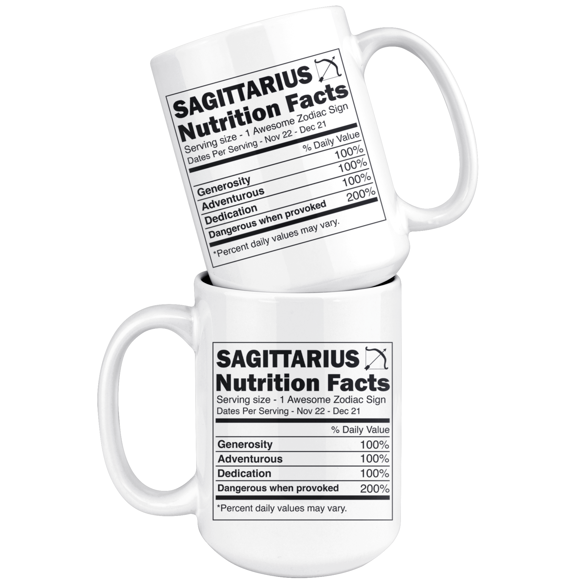 White 15oz Mug - Sagittarius Nutrition Facts