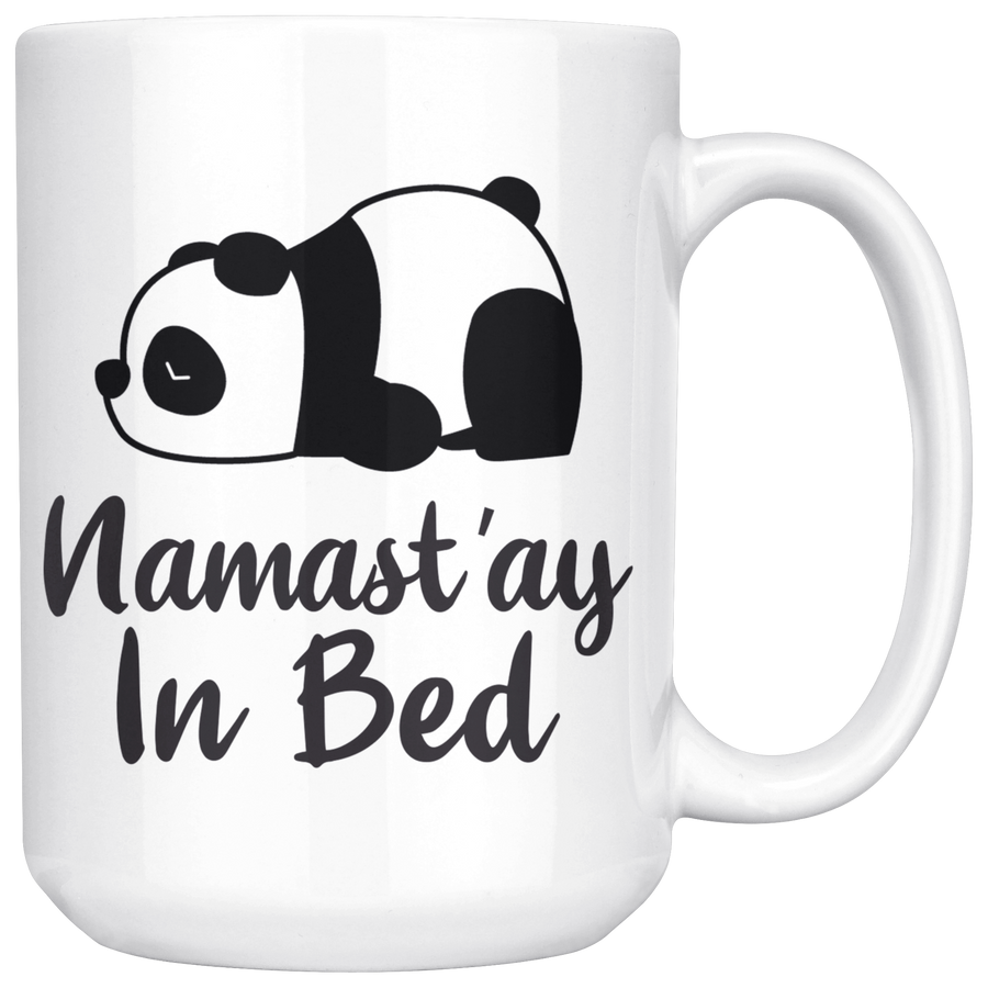 White 15oz Mug - Panda Namast'ay In Bed