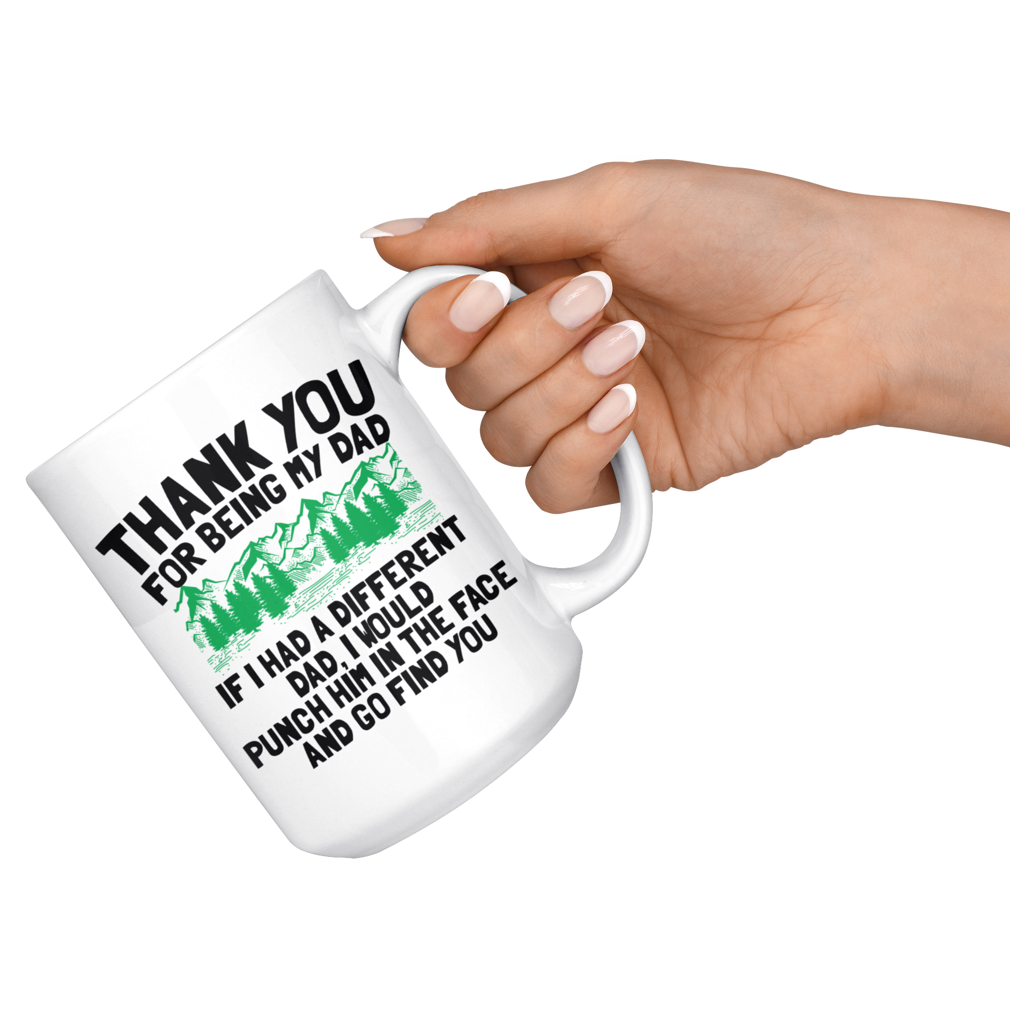 White Mugs - Thank You Dad Punch In Face