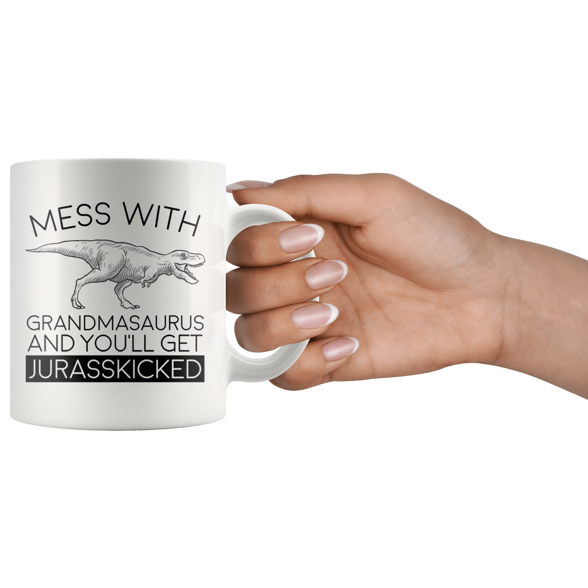 White Mug - Grandmasaurus Jurasskicked