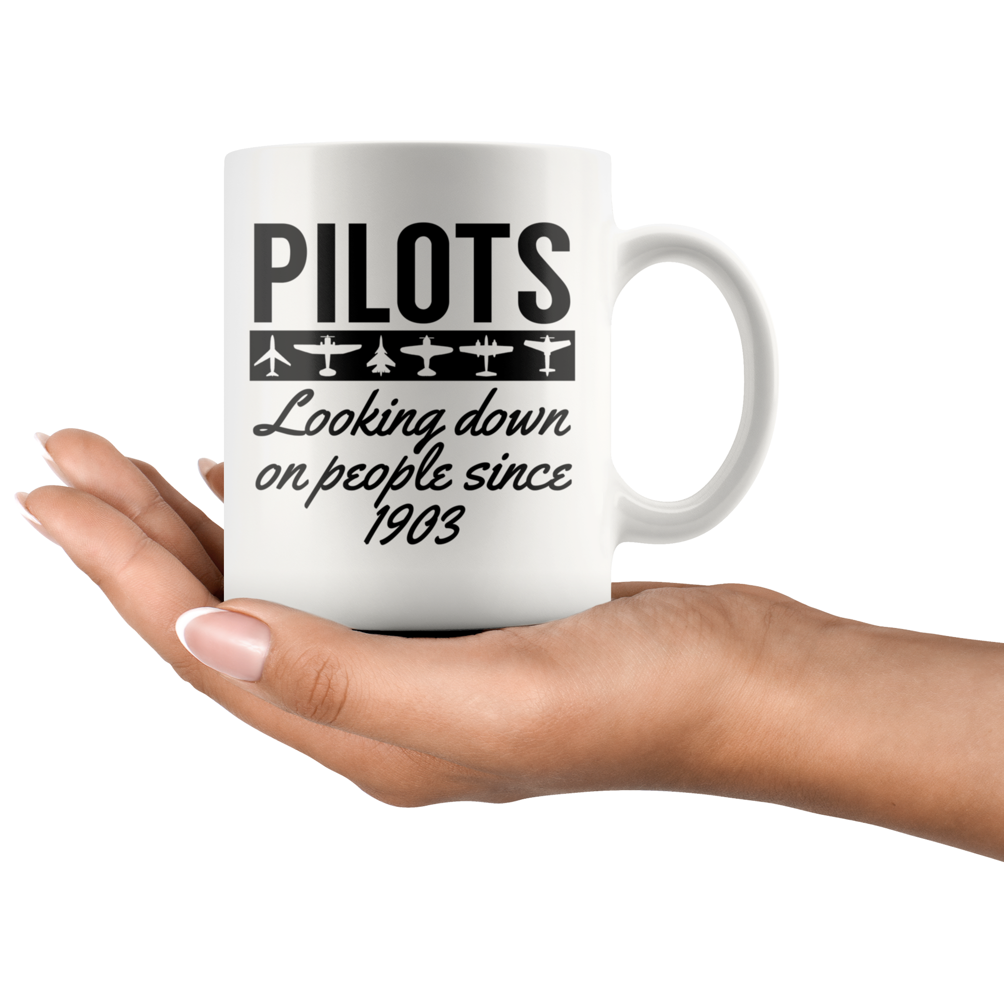 White 11oz Mug - Pilots Looking Down