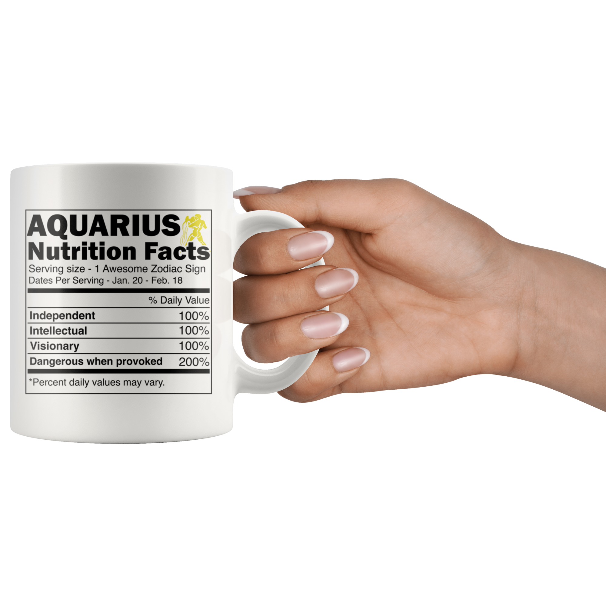 White 11oz Mug - Aquarius Nutrition Facts