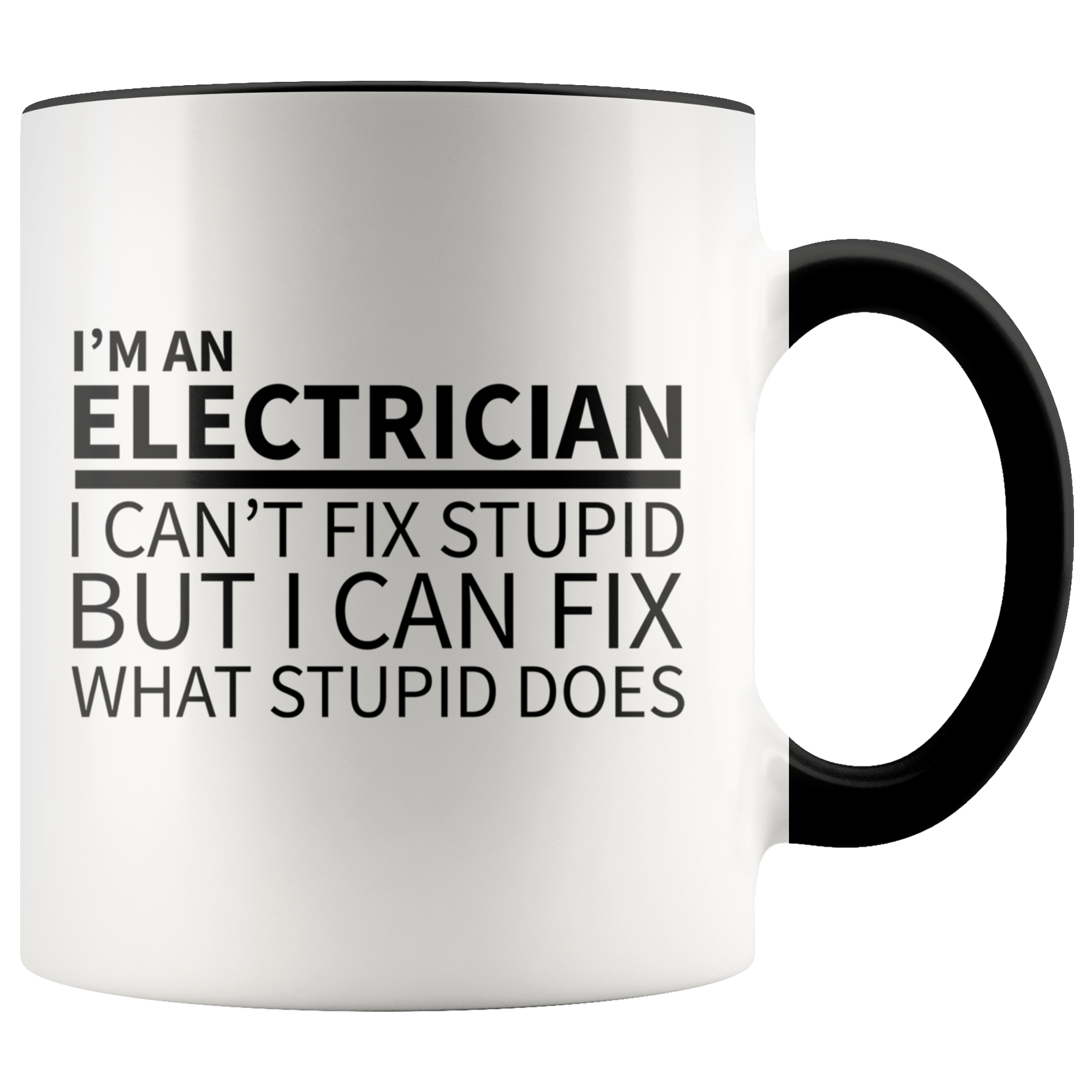 Accent Mug - Electrician Can't Fix Stupid