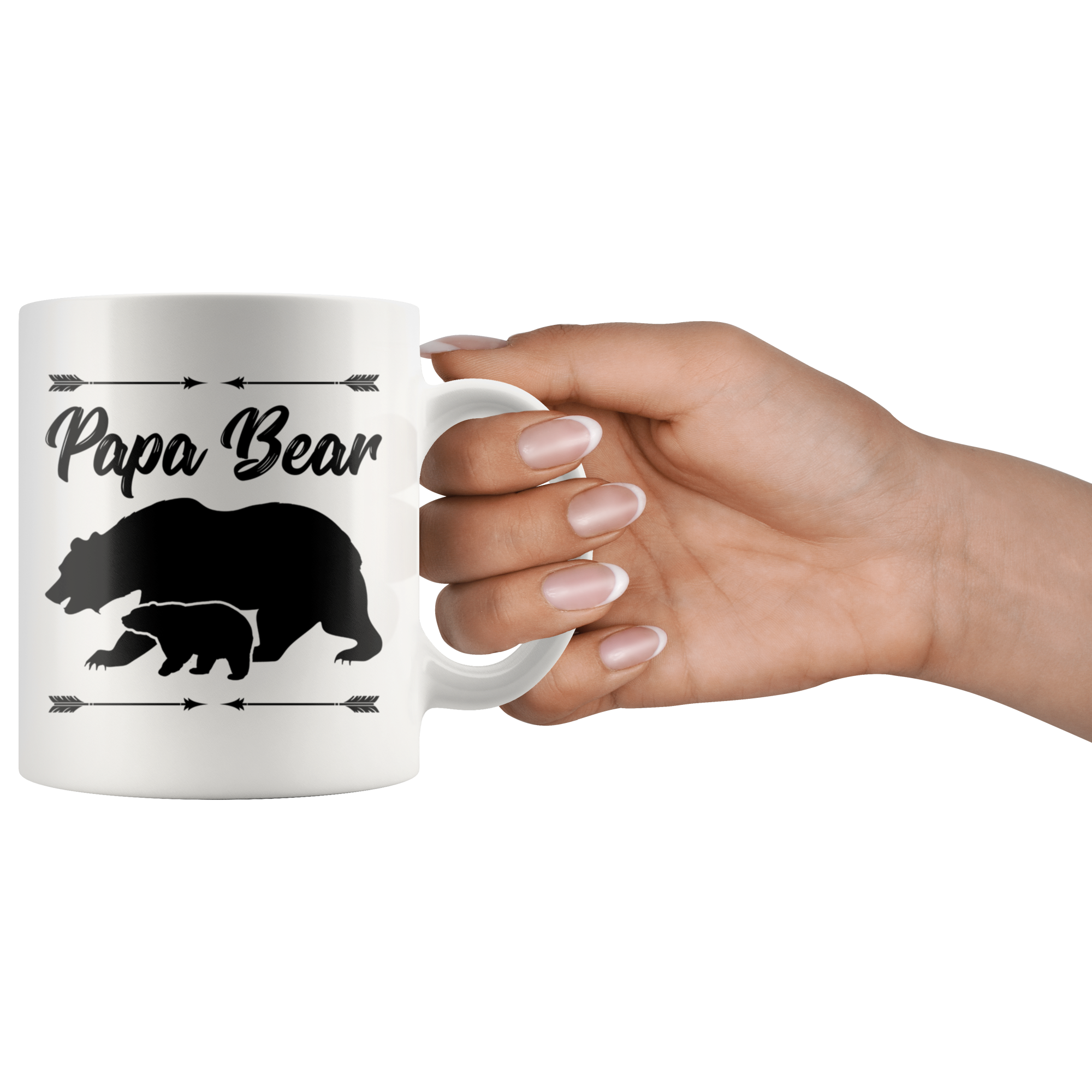 White 11oz Mug - Papa Bear Arrow