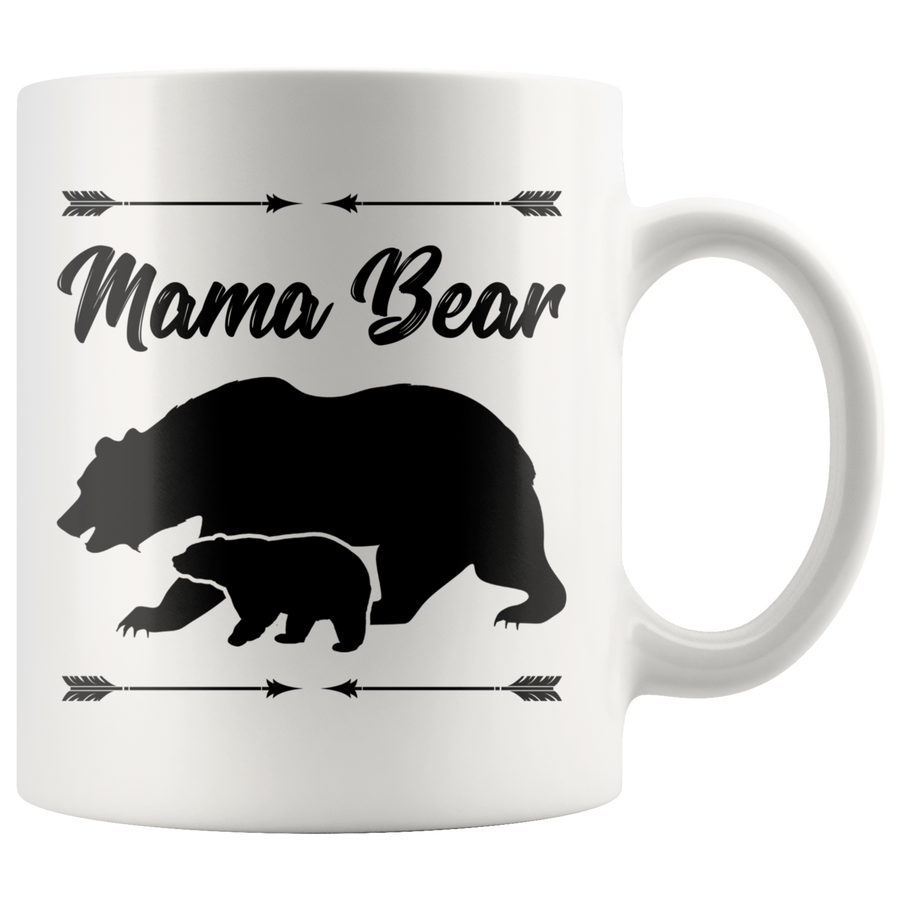 White 11oz Mug - Mama Bear Arrows