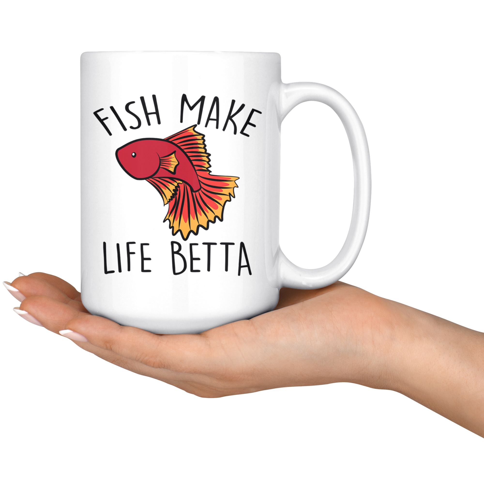 White Mugs - Fish Make Life Betta