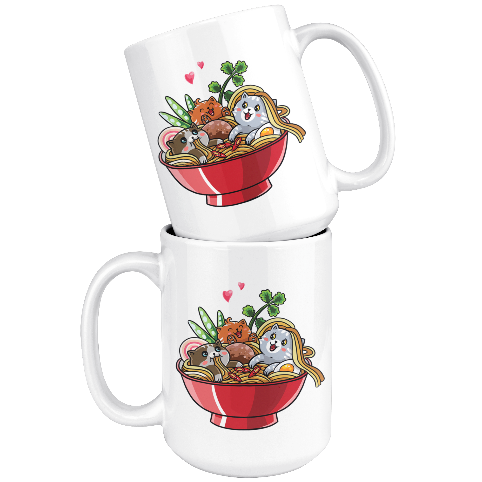 White 15oz Mug - Ramen Cat Noodles