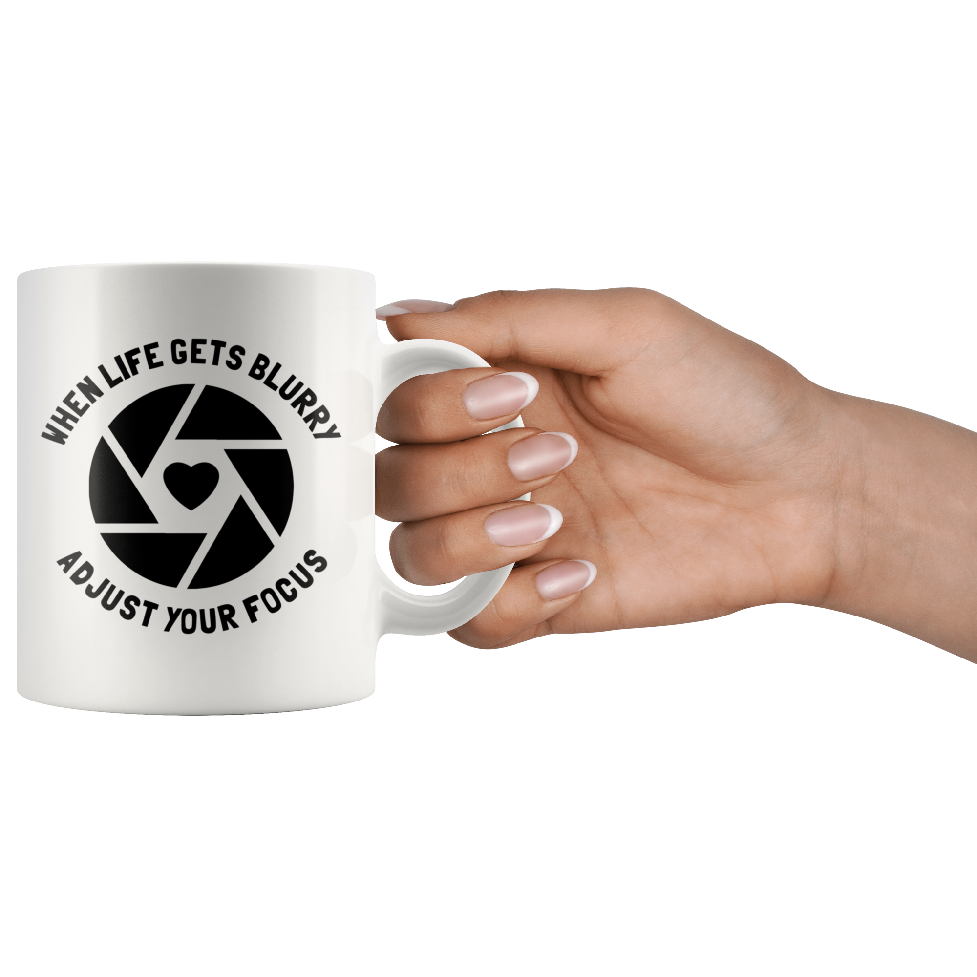 White Mugs - Life Gets Blurry Adjust Focus