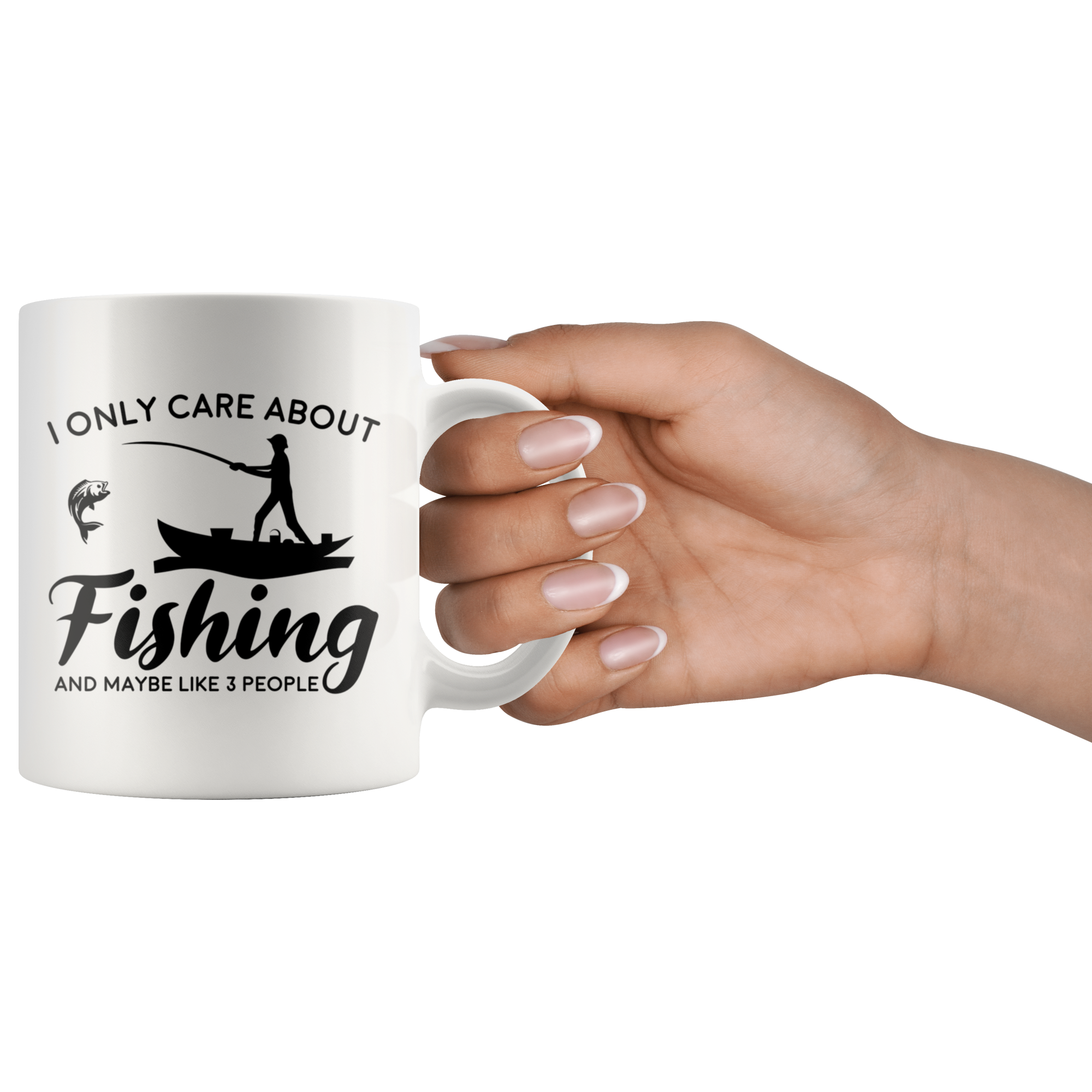 White Mugs - I Only Care About Fishing