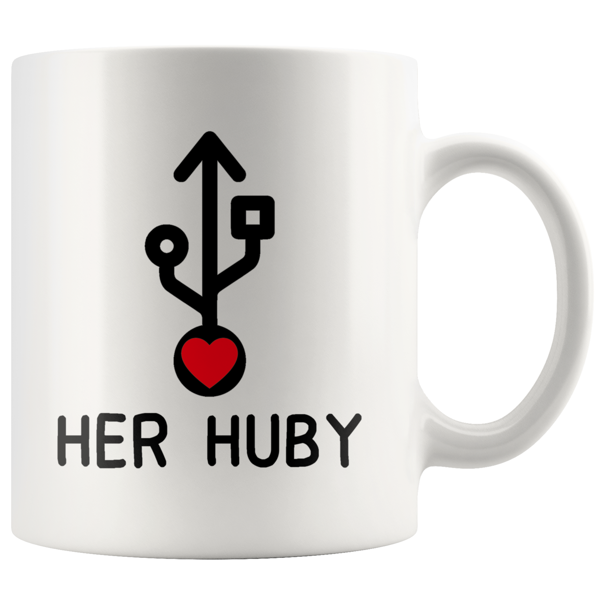 White 11oz Mug - Computer Matching Mugs Her Huby
