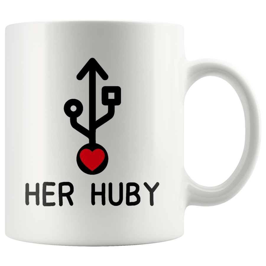 White 11oz Mug - Computer Matching Mugs Her Huby