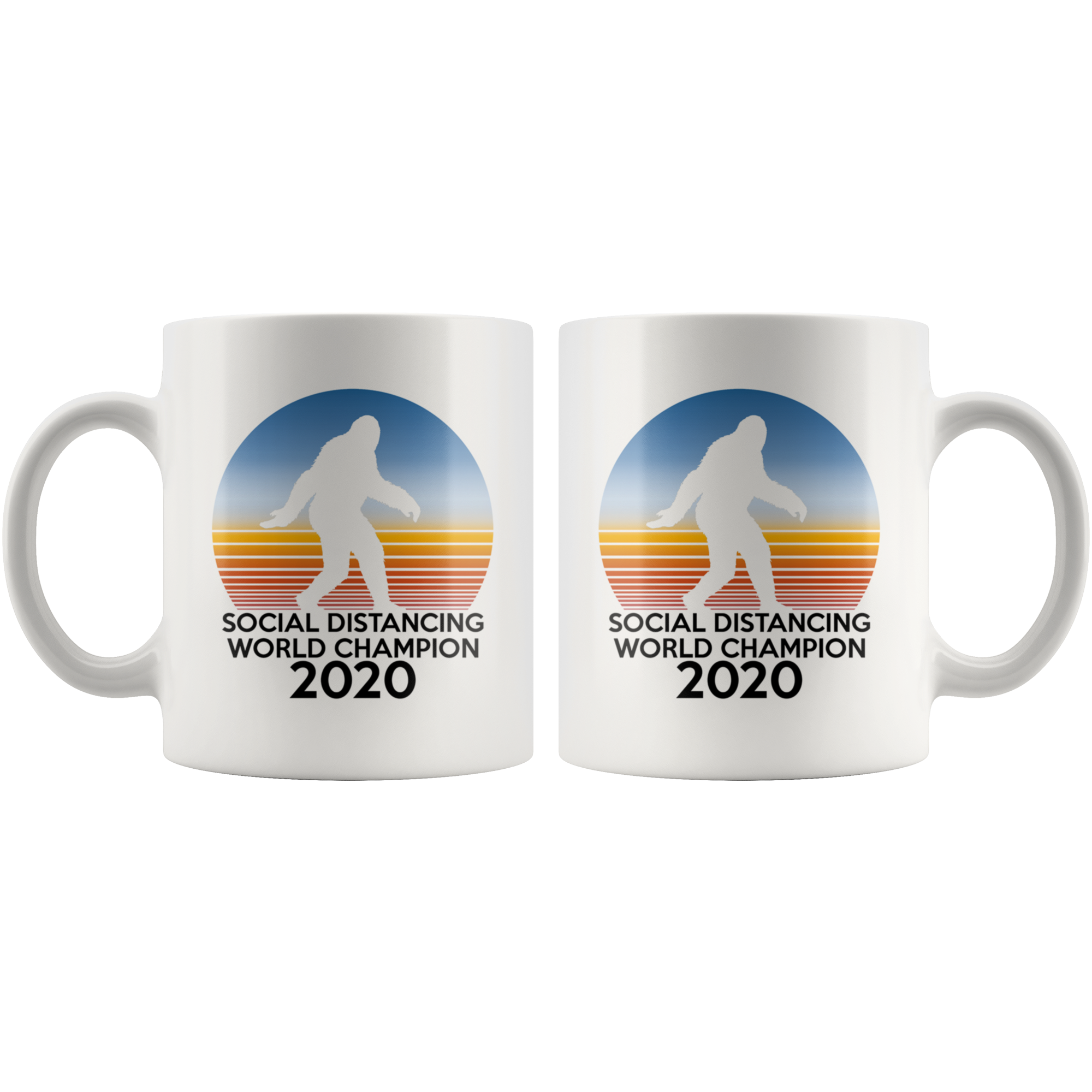 White Mugs - Bigfoot Social Distancing Expert