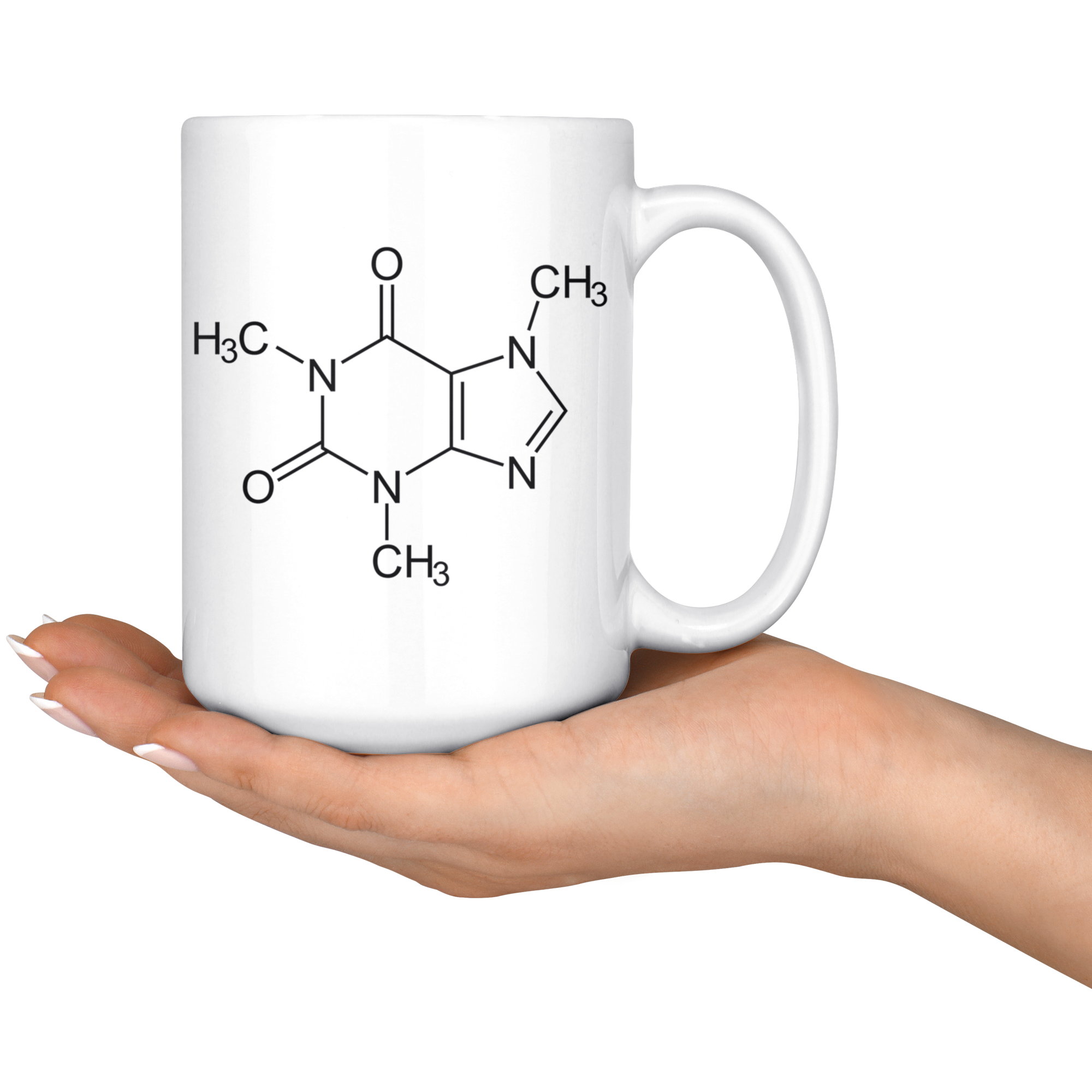 White 15oz Mug - Caffeine Molecule