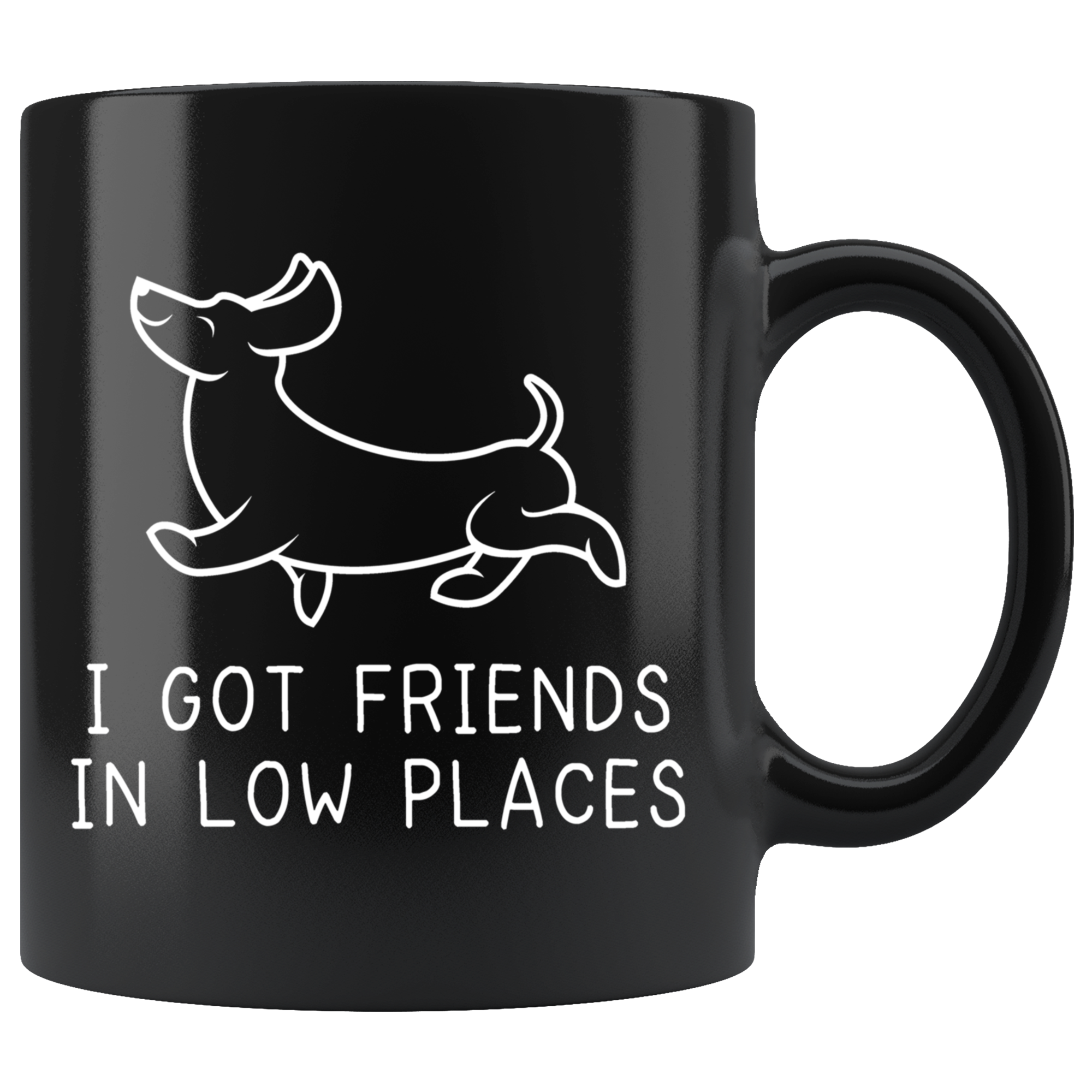 Black 11oz Mug - Dachshund Low Places