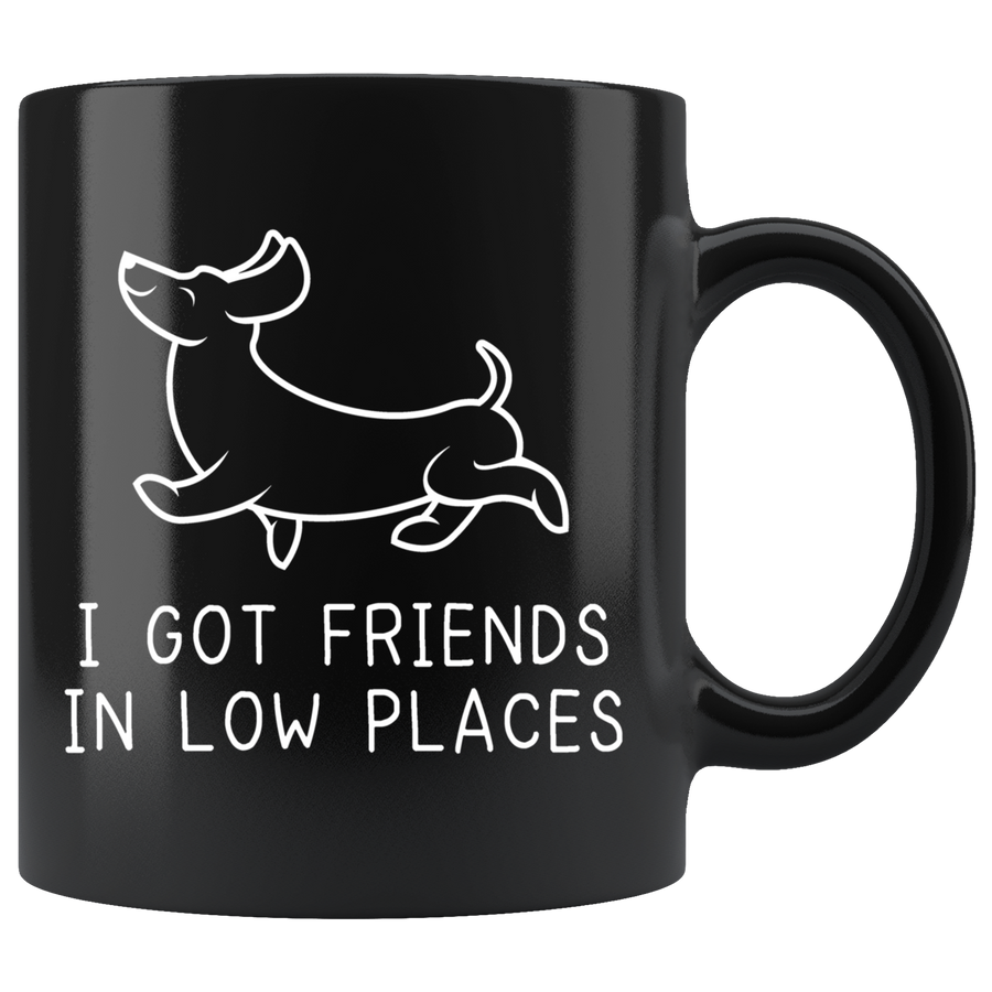 Black 11oz Mug - Dachshund Low Places