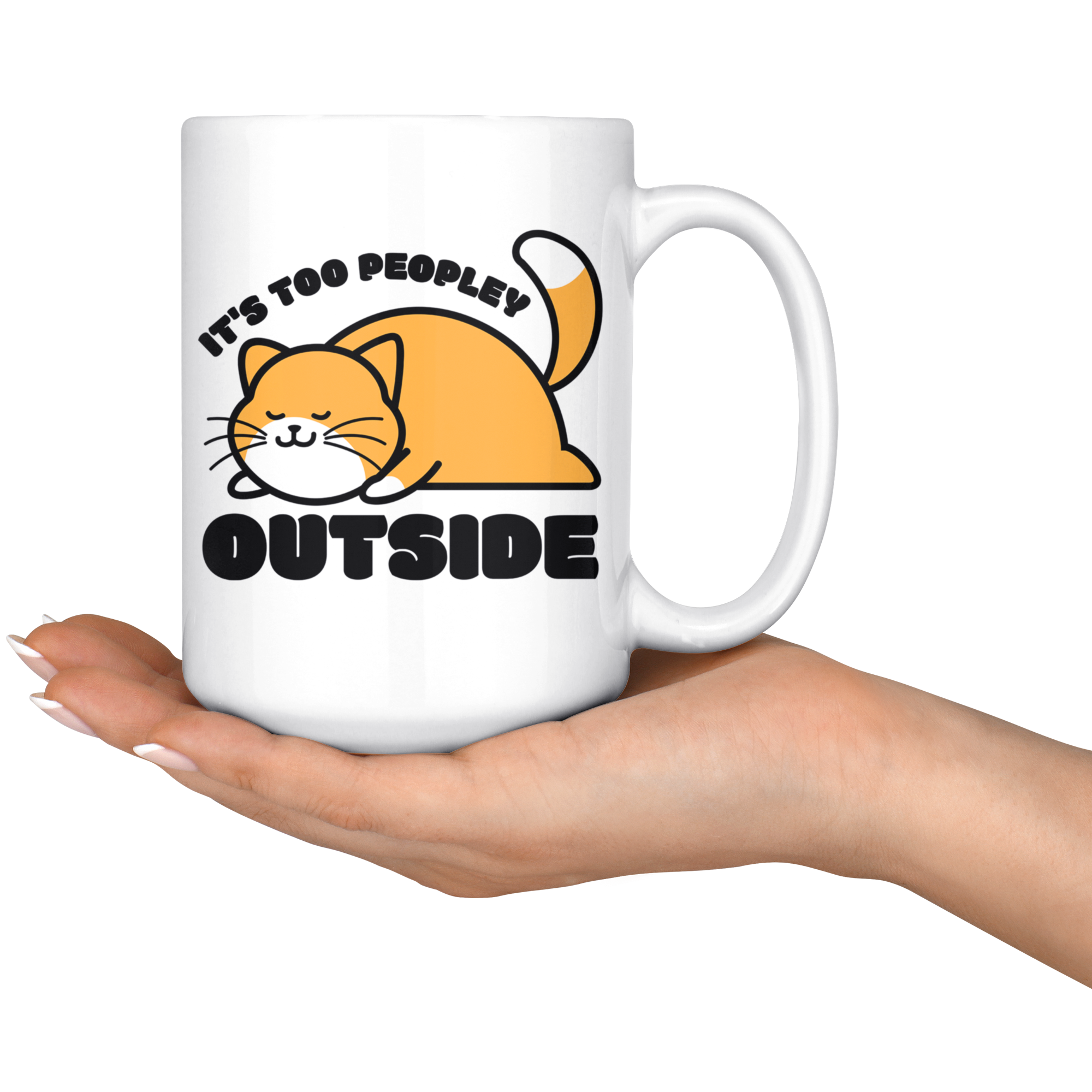 White Mugs - Cat Too Peopley