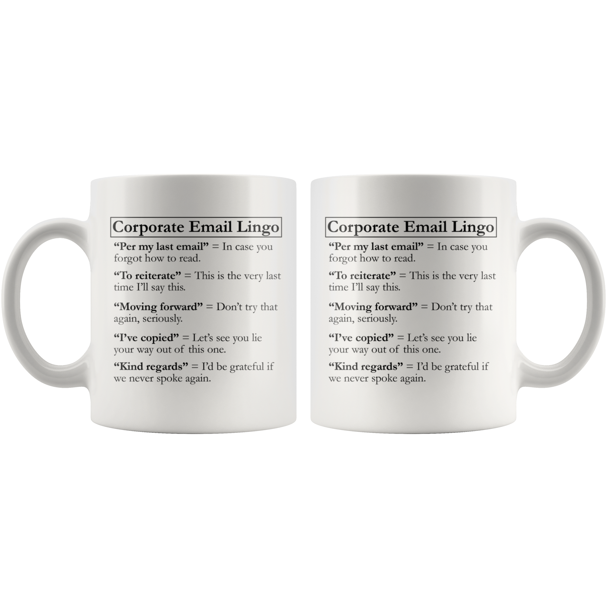 White Mugs - Corporate Email Lingo