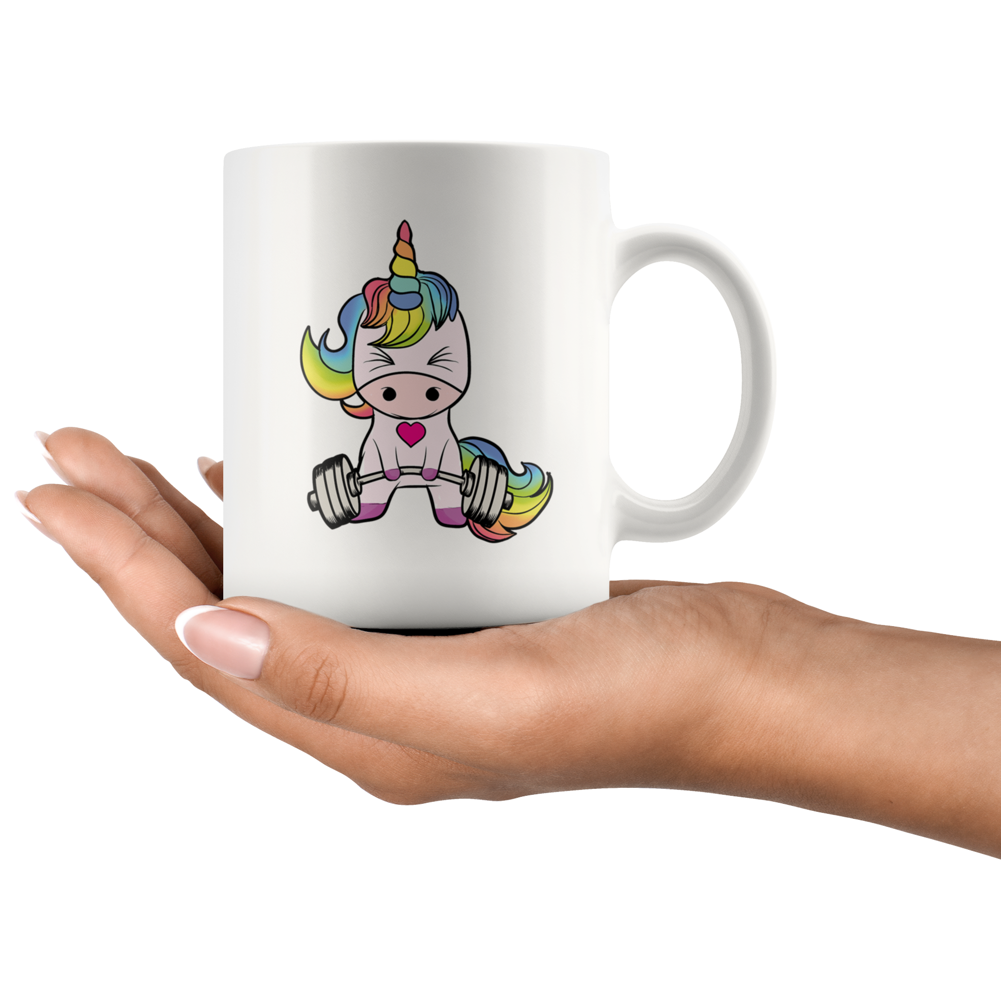 White 11oz Mug - Unicorn Gym Weight