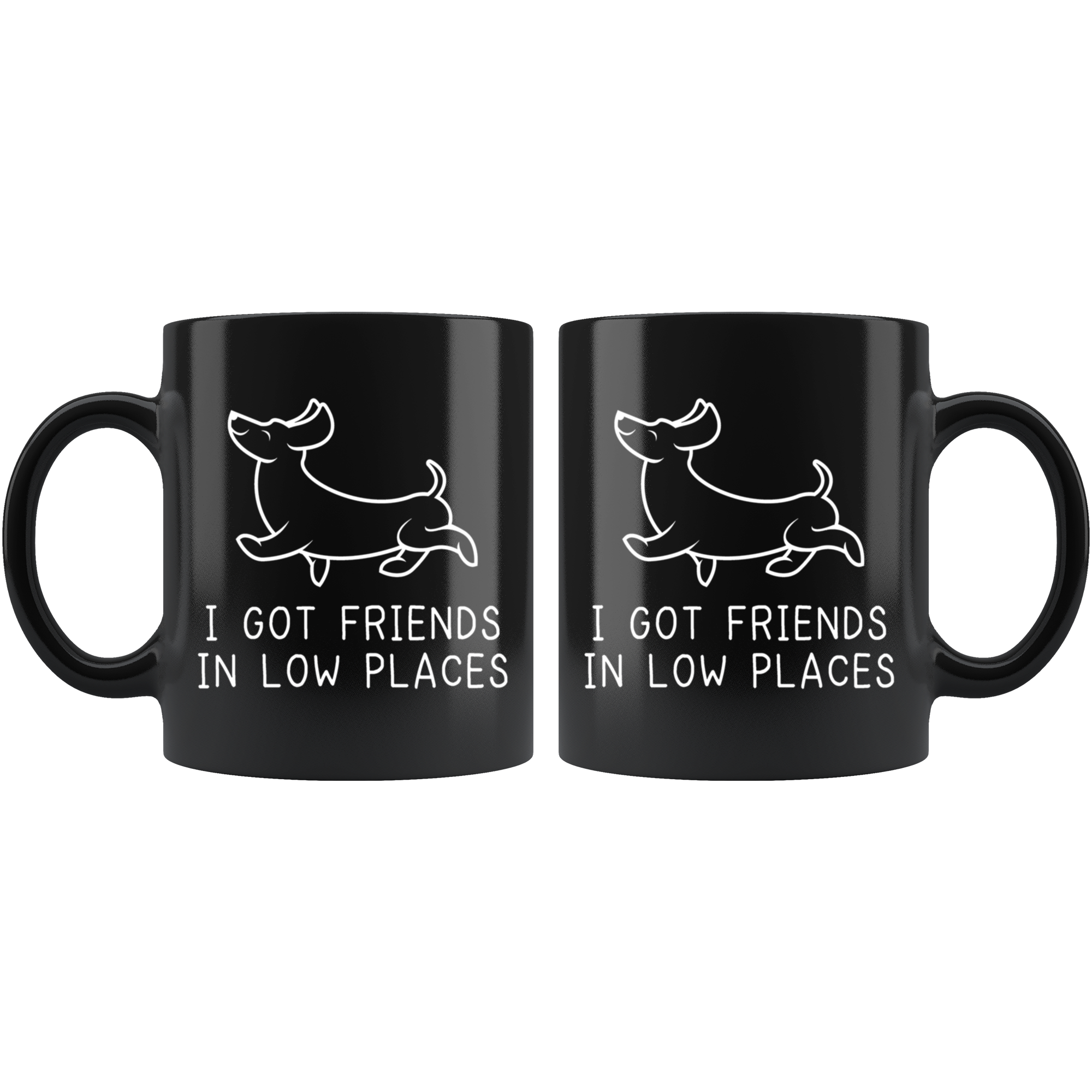 Black 11oz Mug - Dachshund Low Places