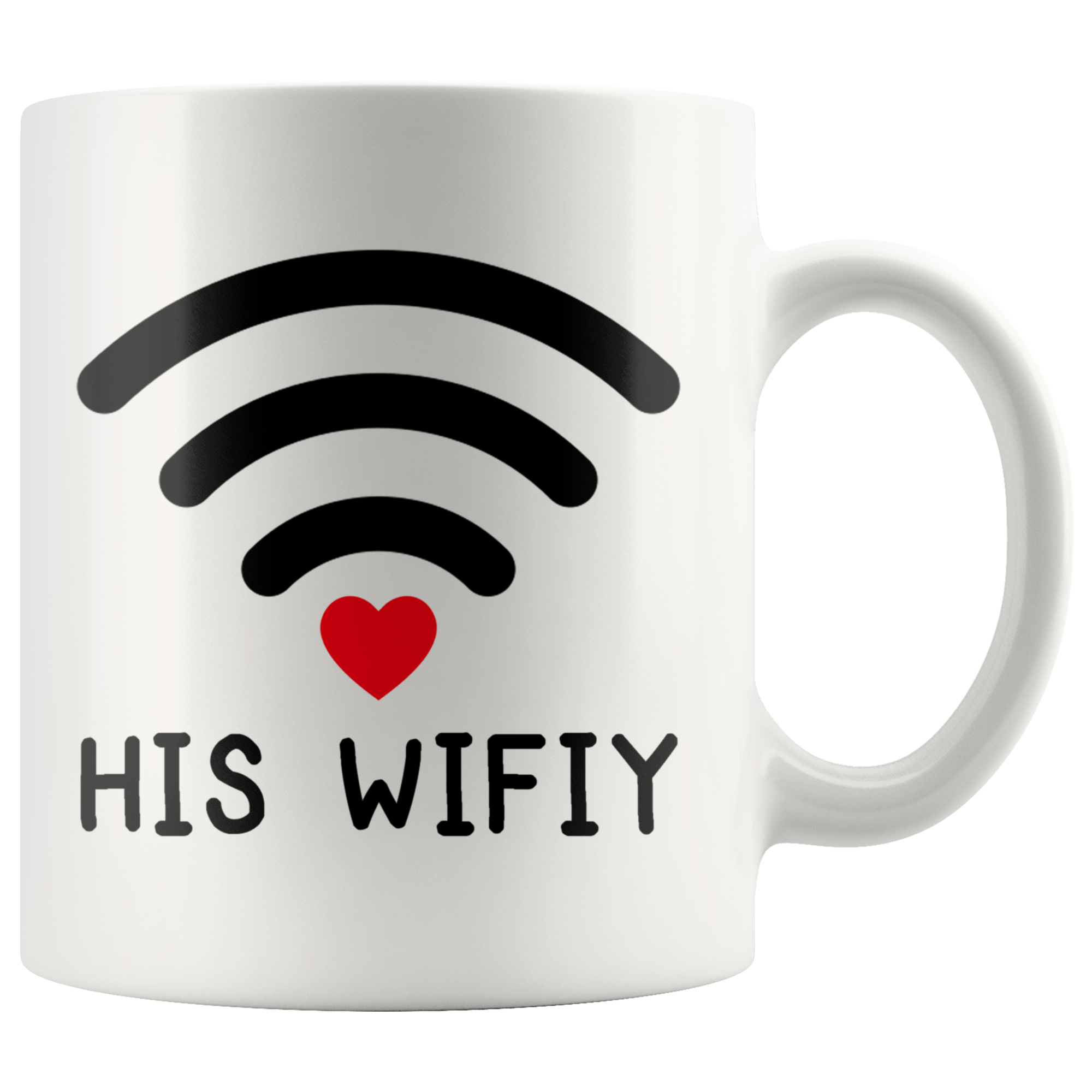 White 11oz Mug - Computer Matching Mugs His Wifiy