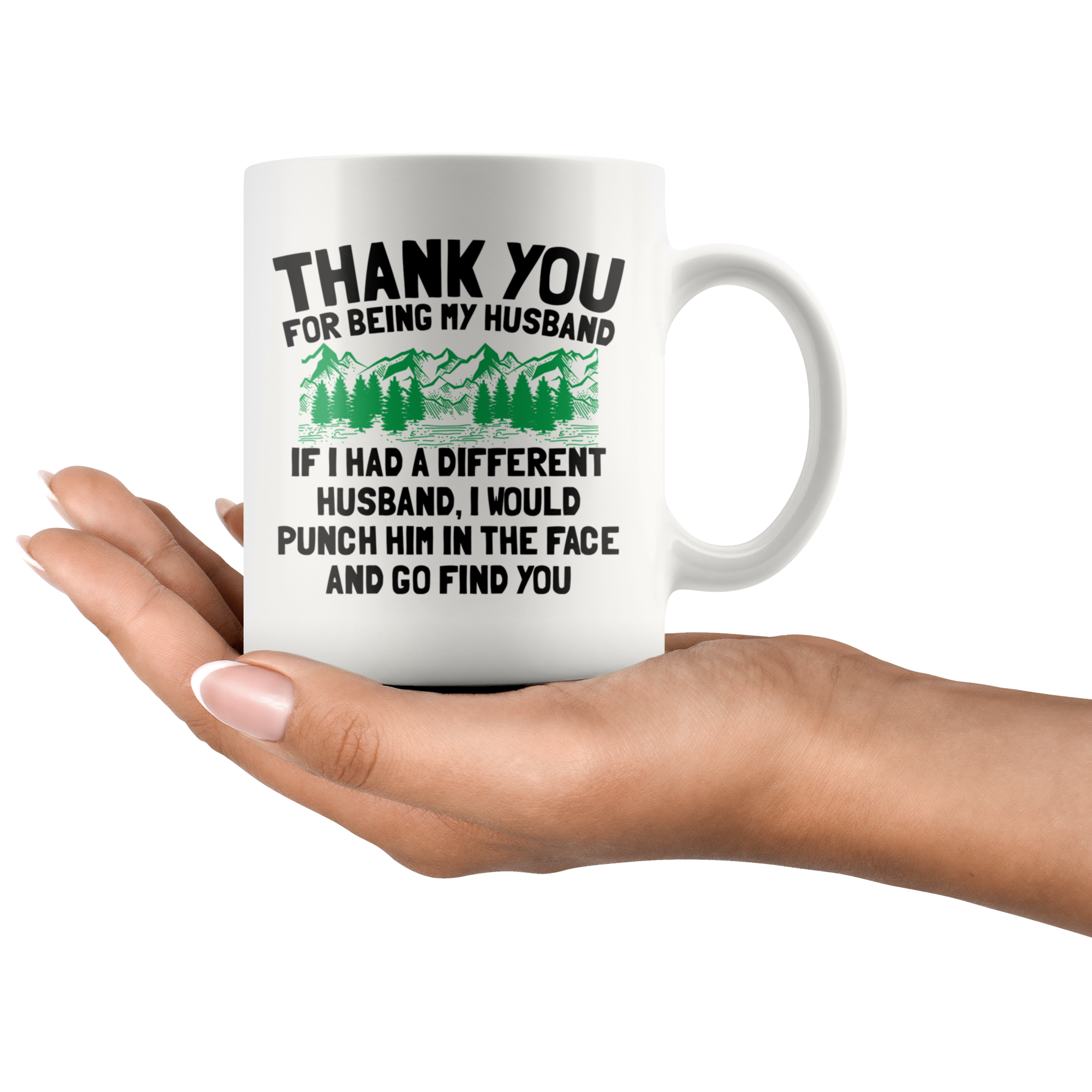 White 11oz Mug - Thank You Husband Punch In Face