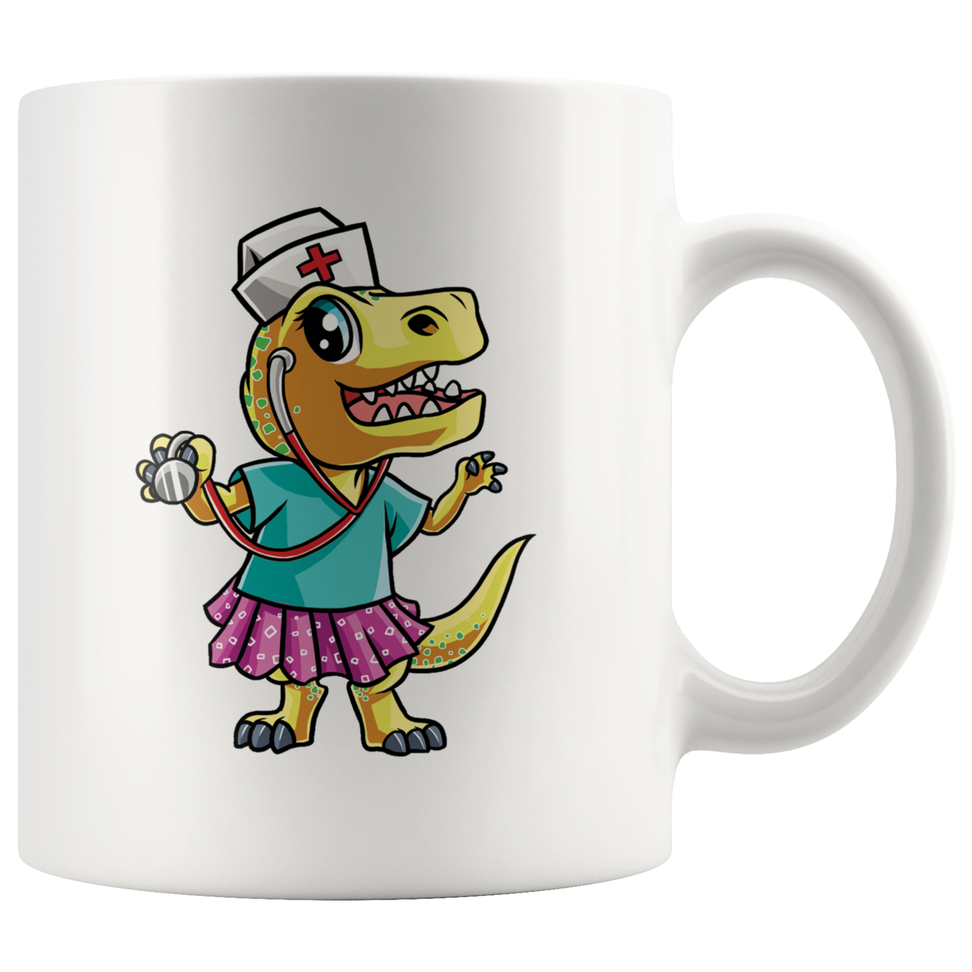 White 11oz Mug - Nursesaurus Rex