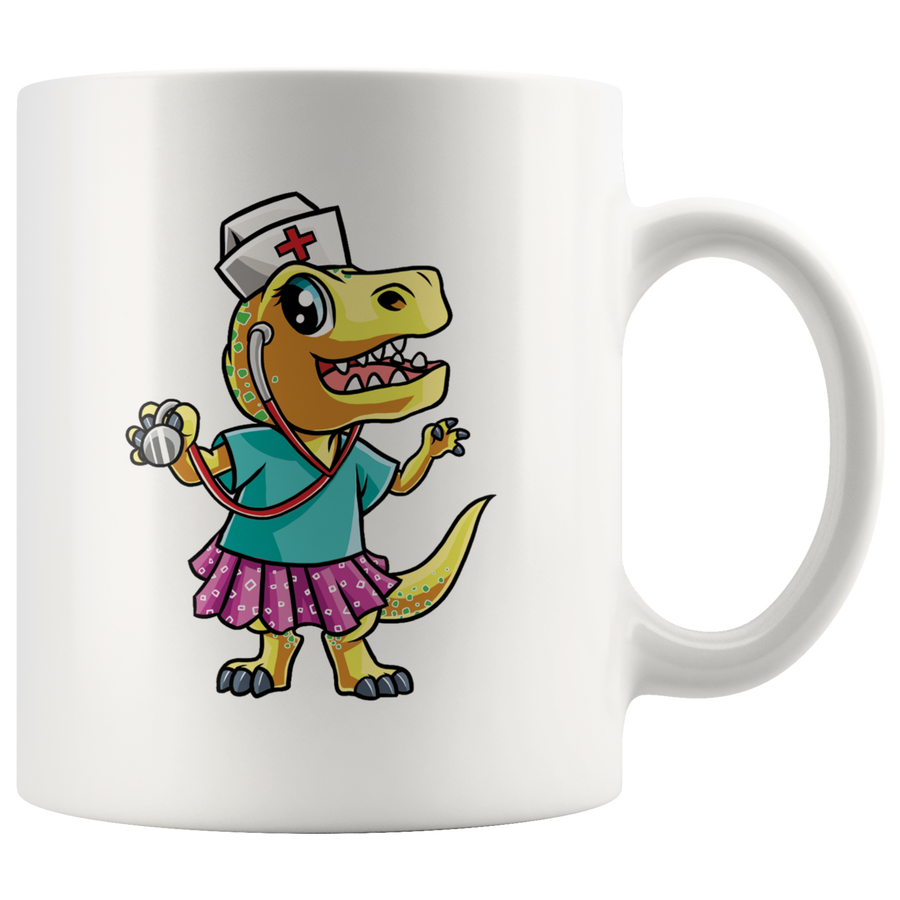 White 11oz Mug - Nursesaurus Rex