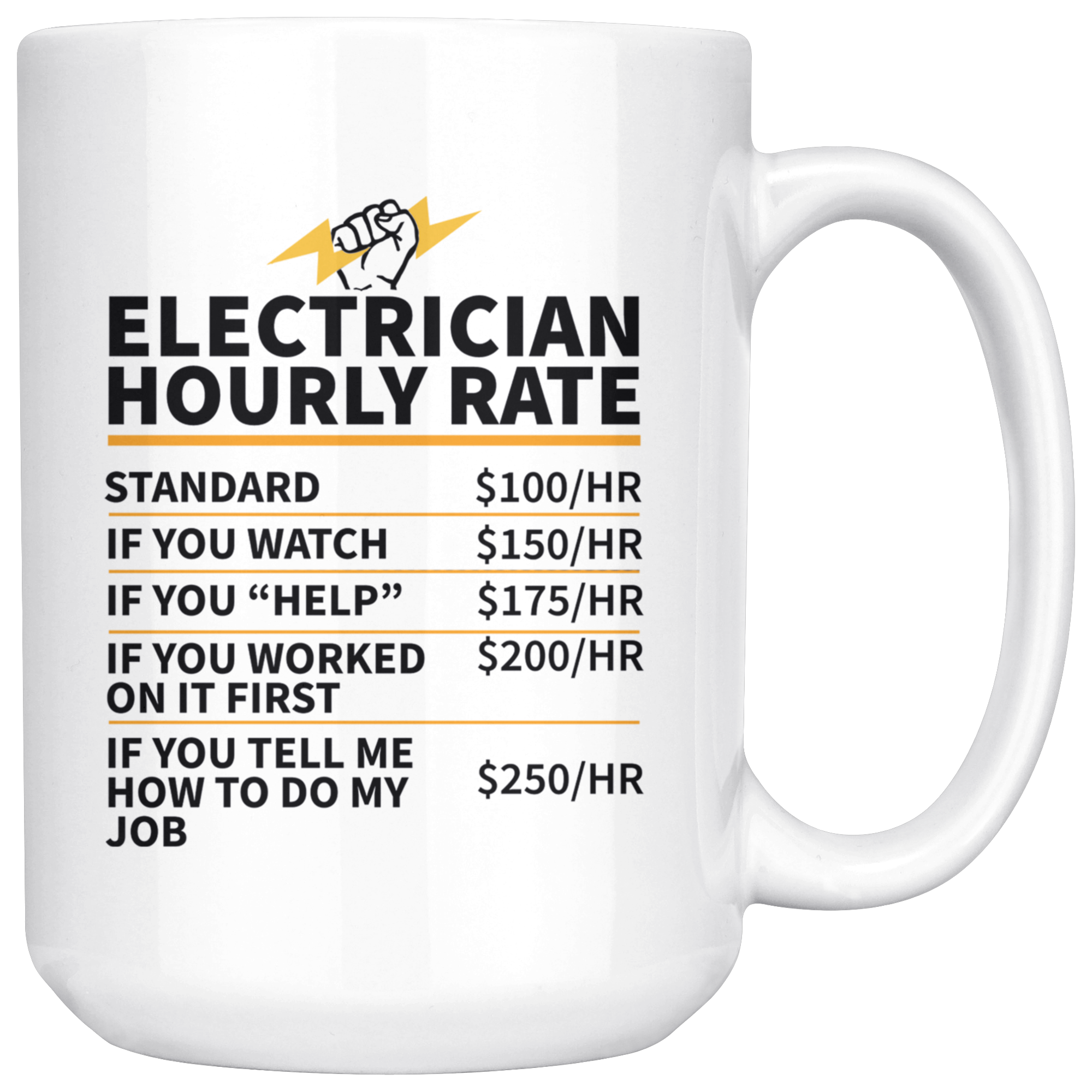 White Mug - Electrician Hourly Rate