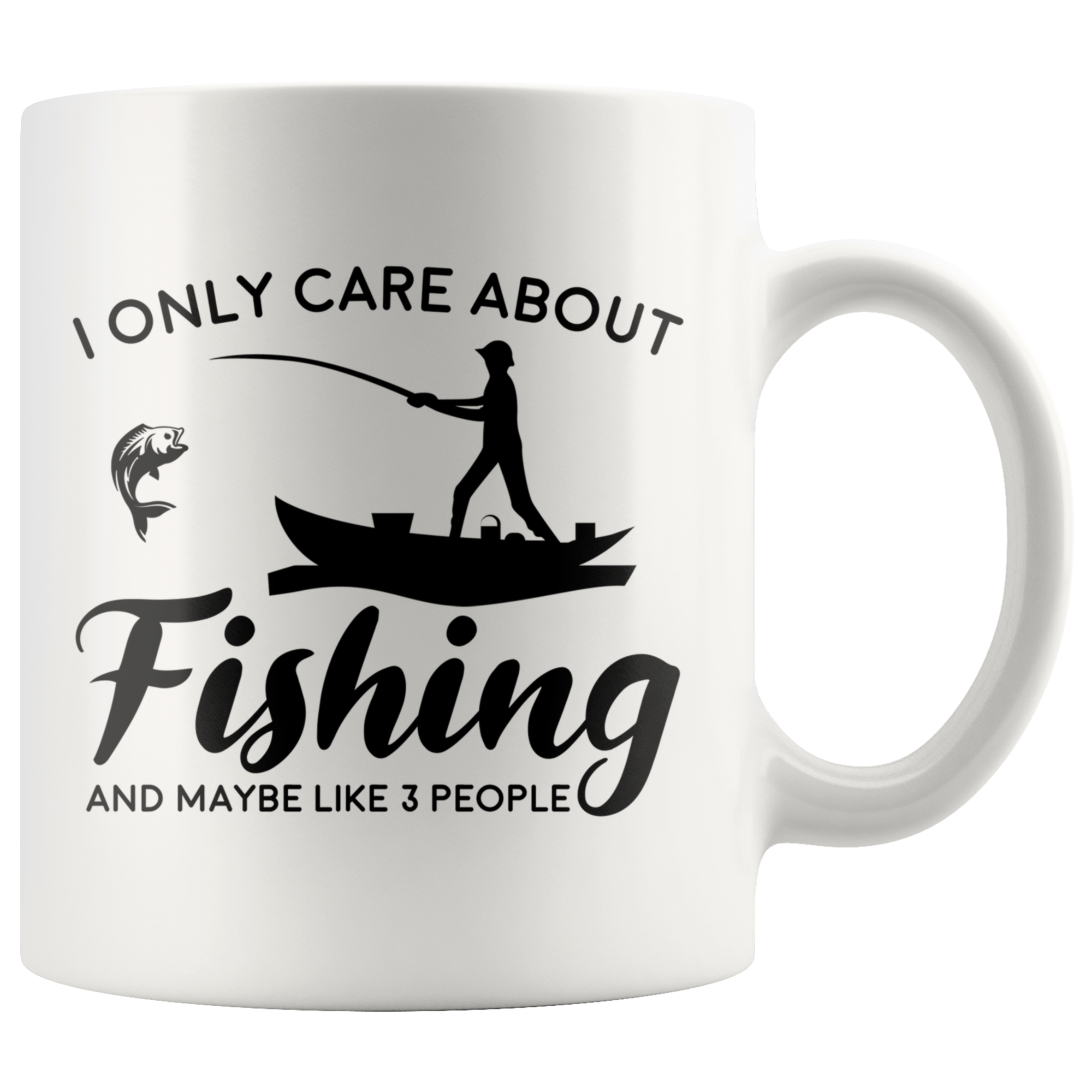 White Mugs - I Only Care About Fishing