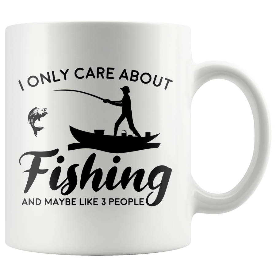 White Mugs - I Only Care About Fishing