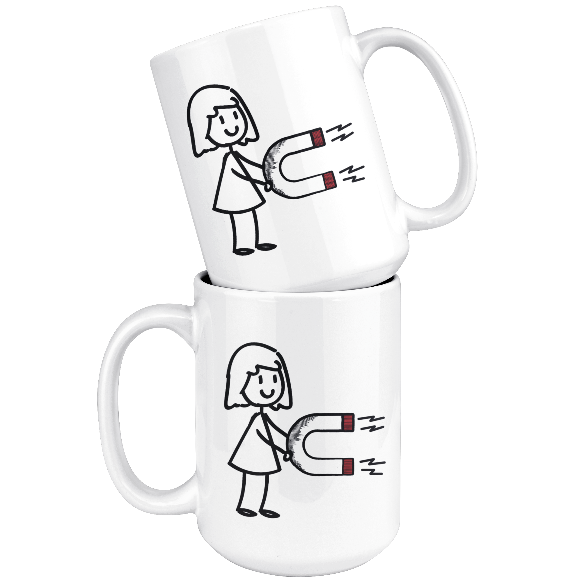 White 15oz Mug - Magnet Matching Mug Girl