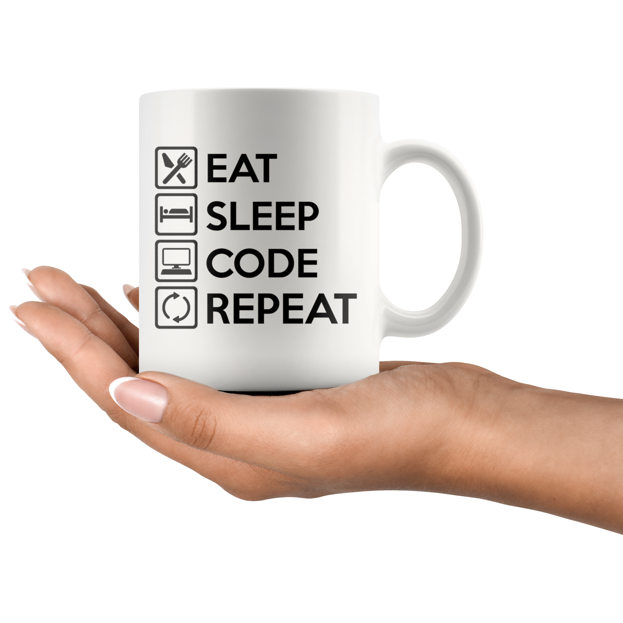 White 11oz Mug - Eat Sleep Code