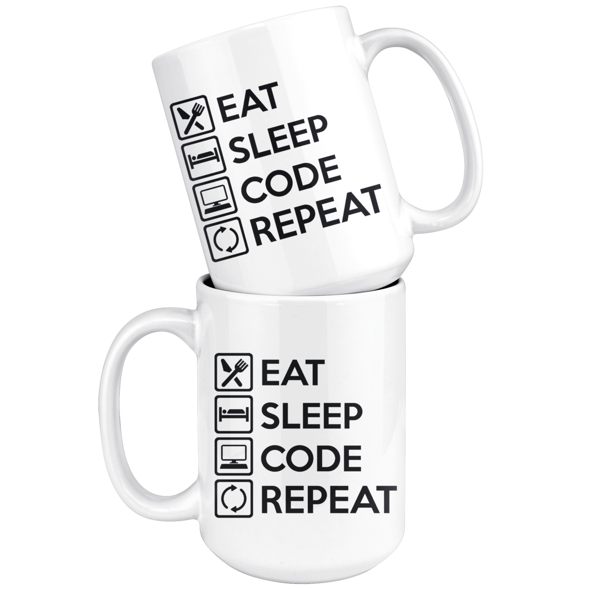 White 15oz Mug - Eat Sleep Code