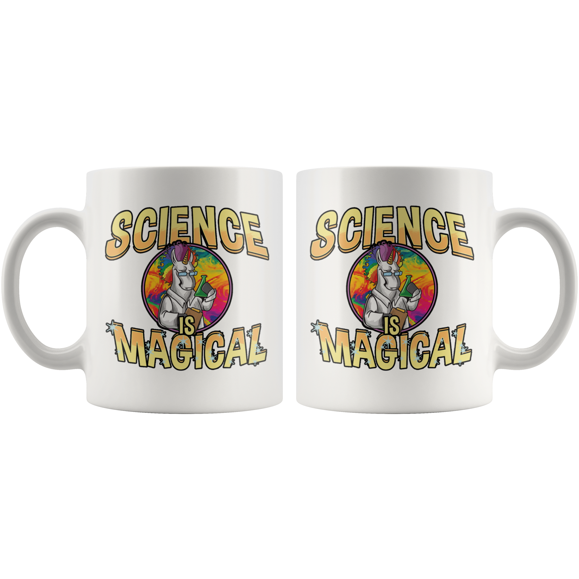 White 11oz Mug - Science Is Magical Unicorn