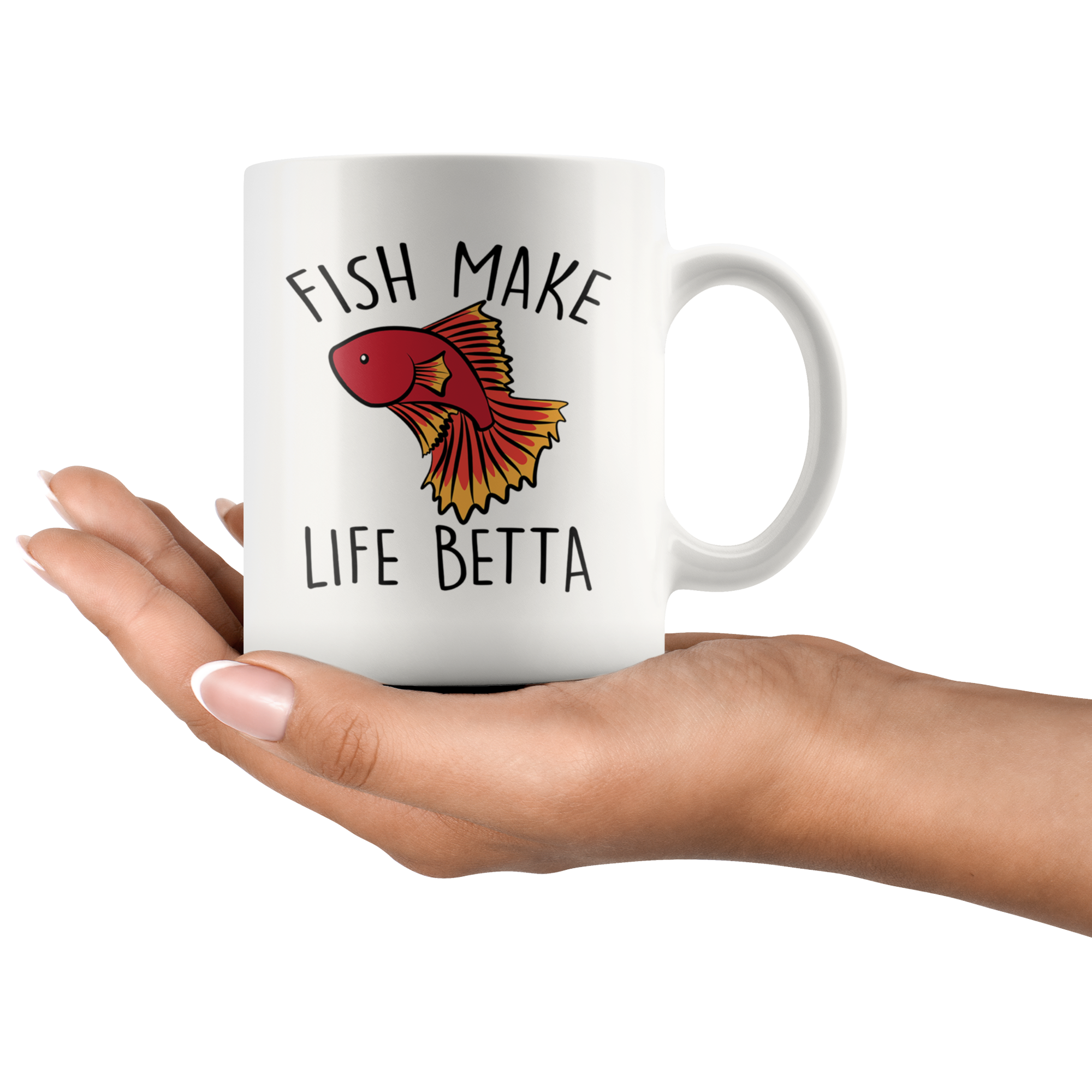 White Mugs - Fish Make Life Betta