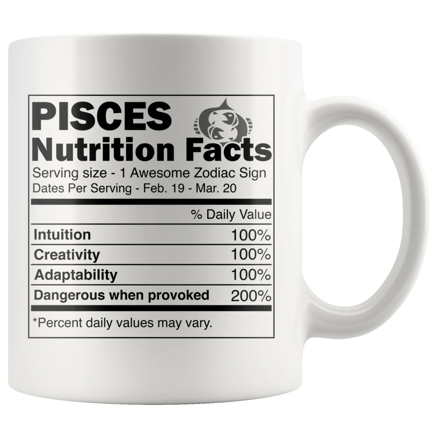 White 11oz Mug - Pisces Nutrition Facts