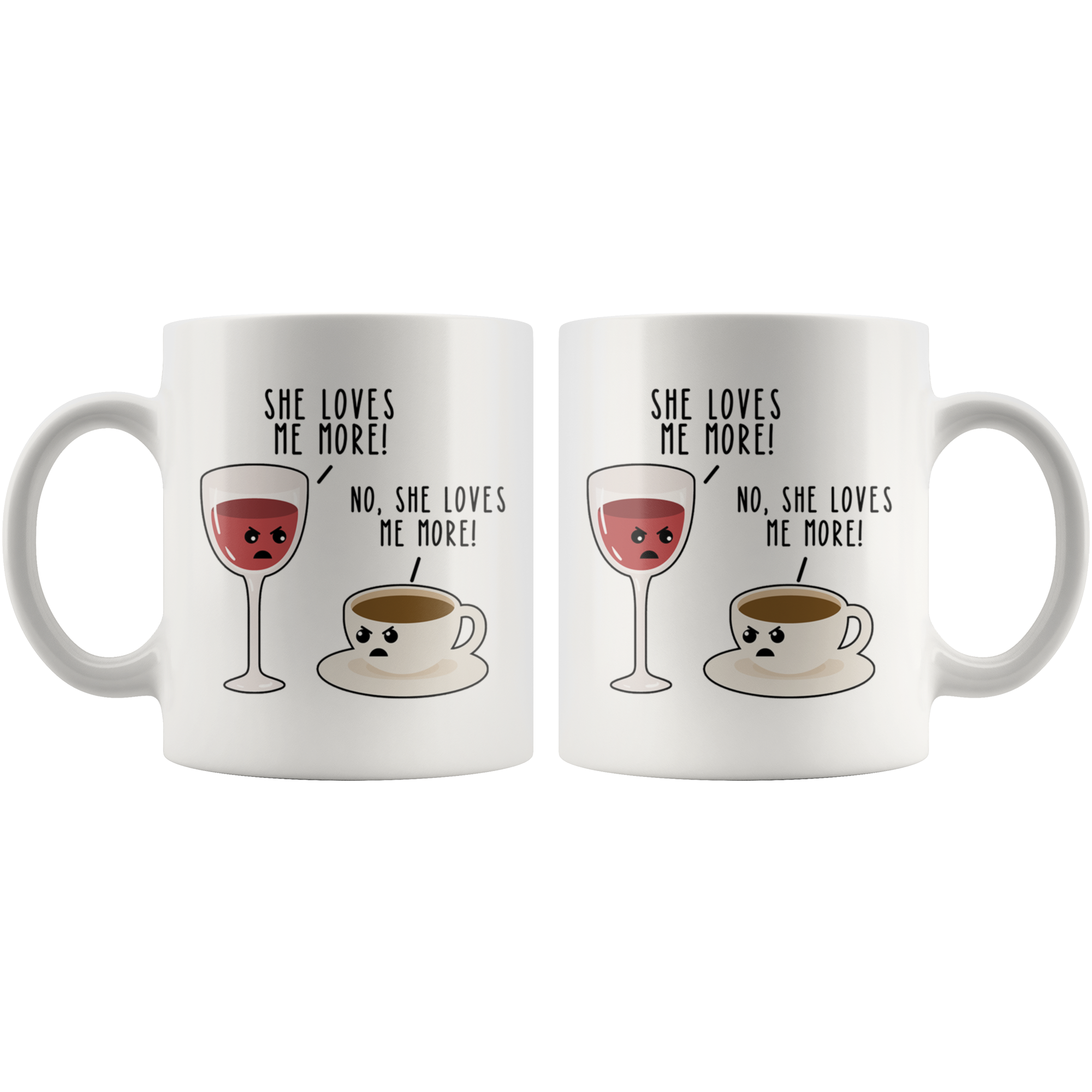 White 11oz Mug - Wine Coffee Love Me More