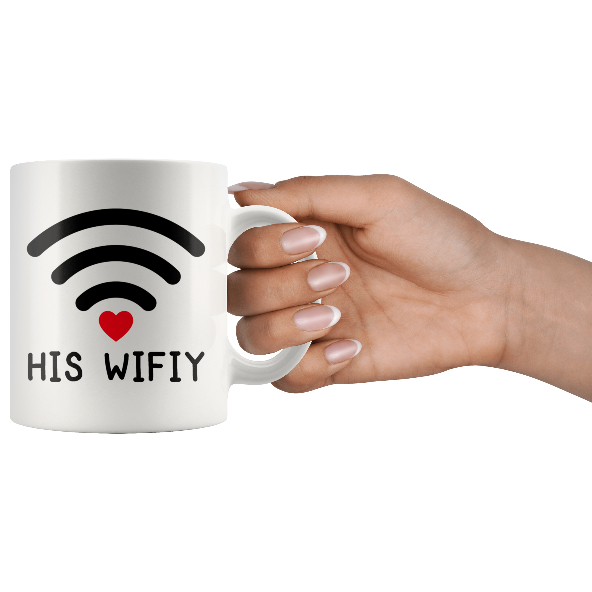 White 11oz Mug - Computer Matching Mugs His Wifiy