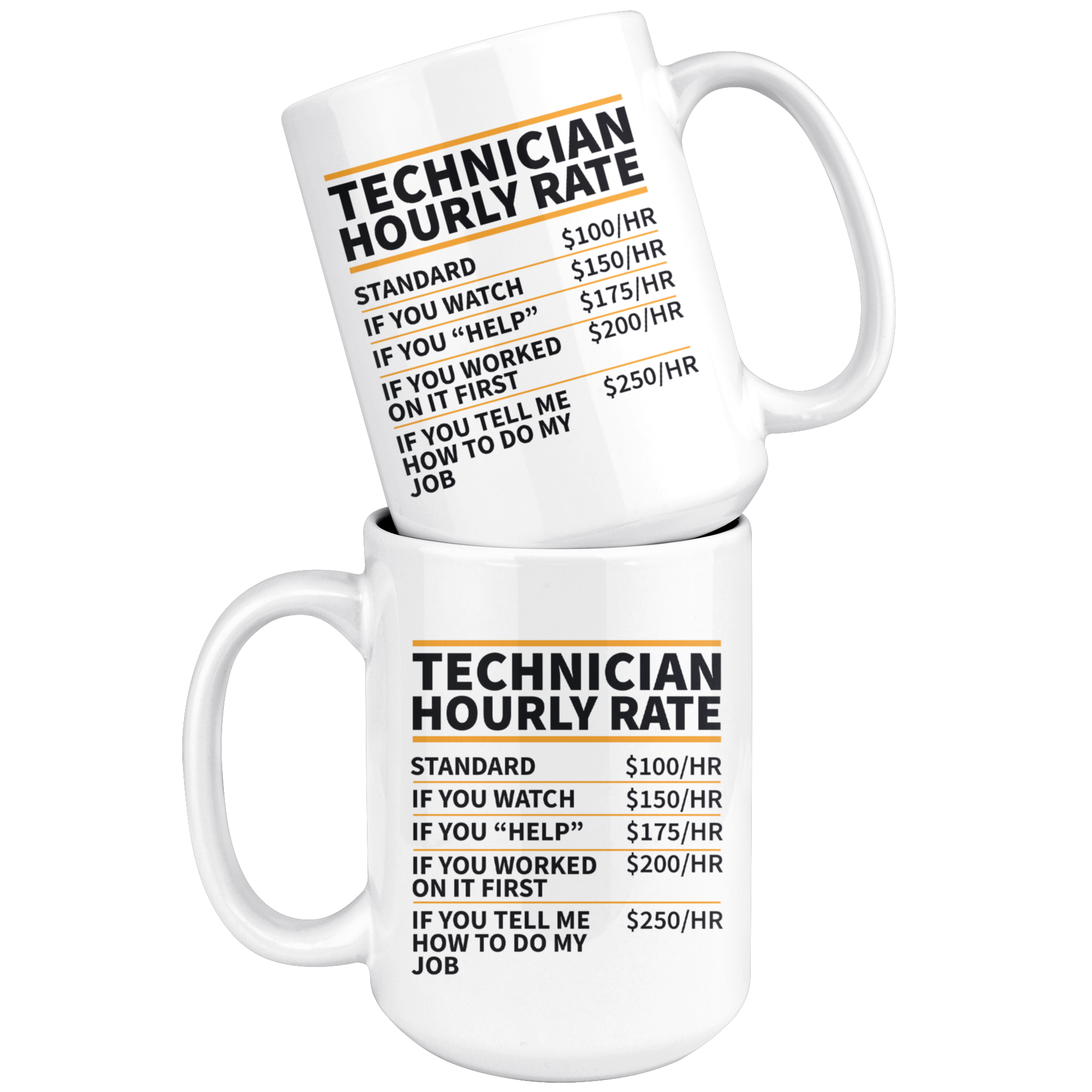White Mugs - Technician Hourly Rate