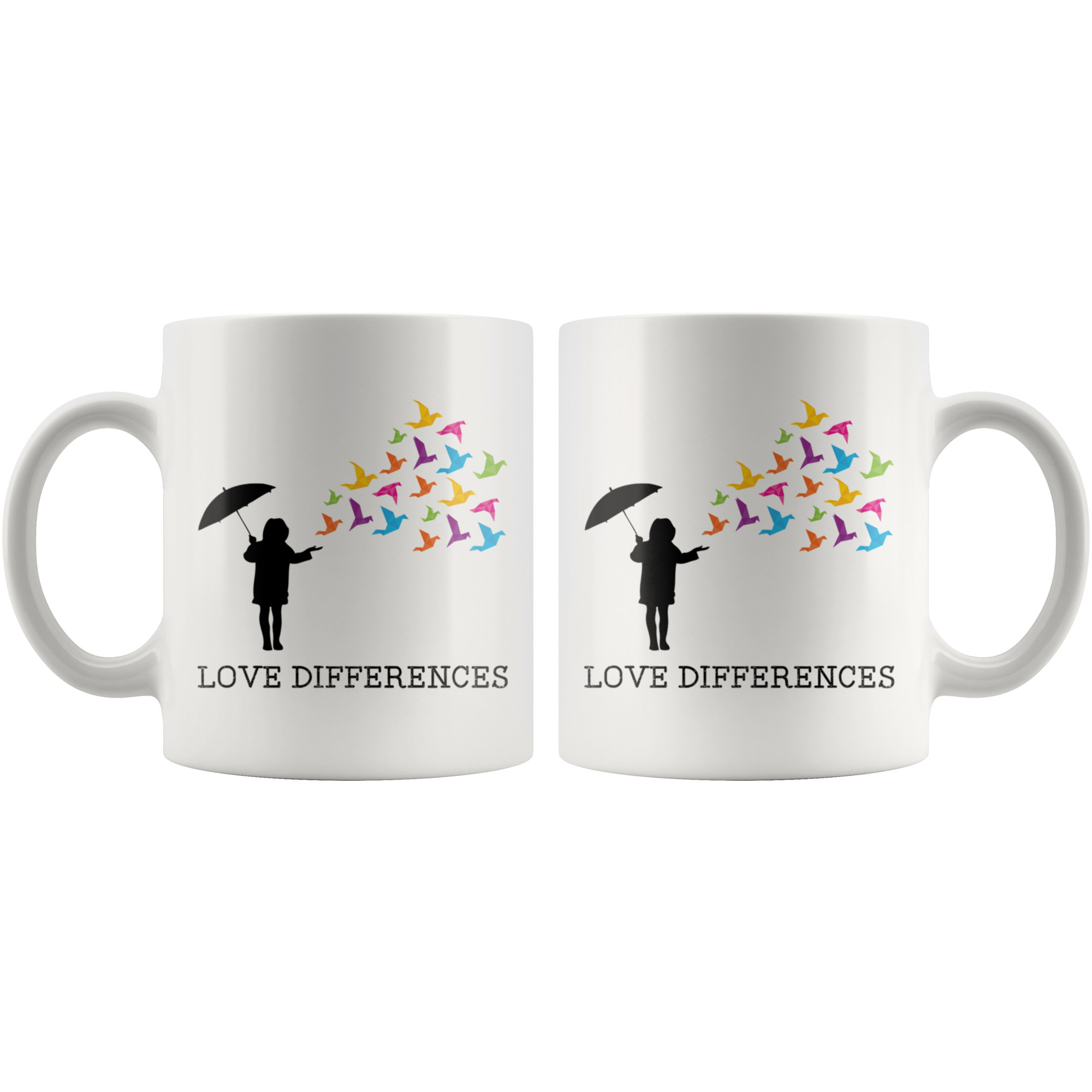 White 11oz Mug - Autism Love Differences Origami