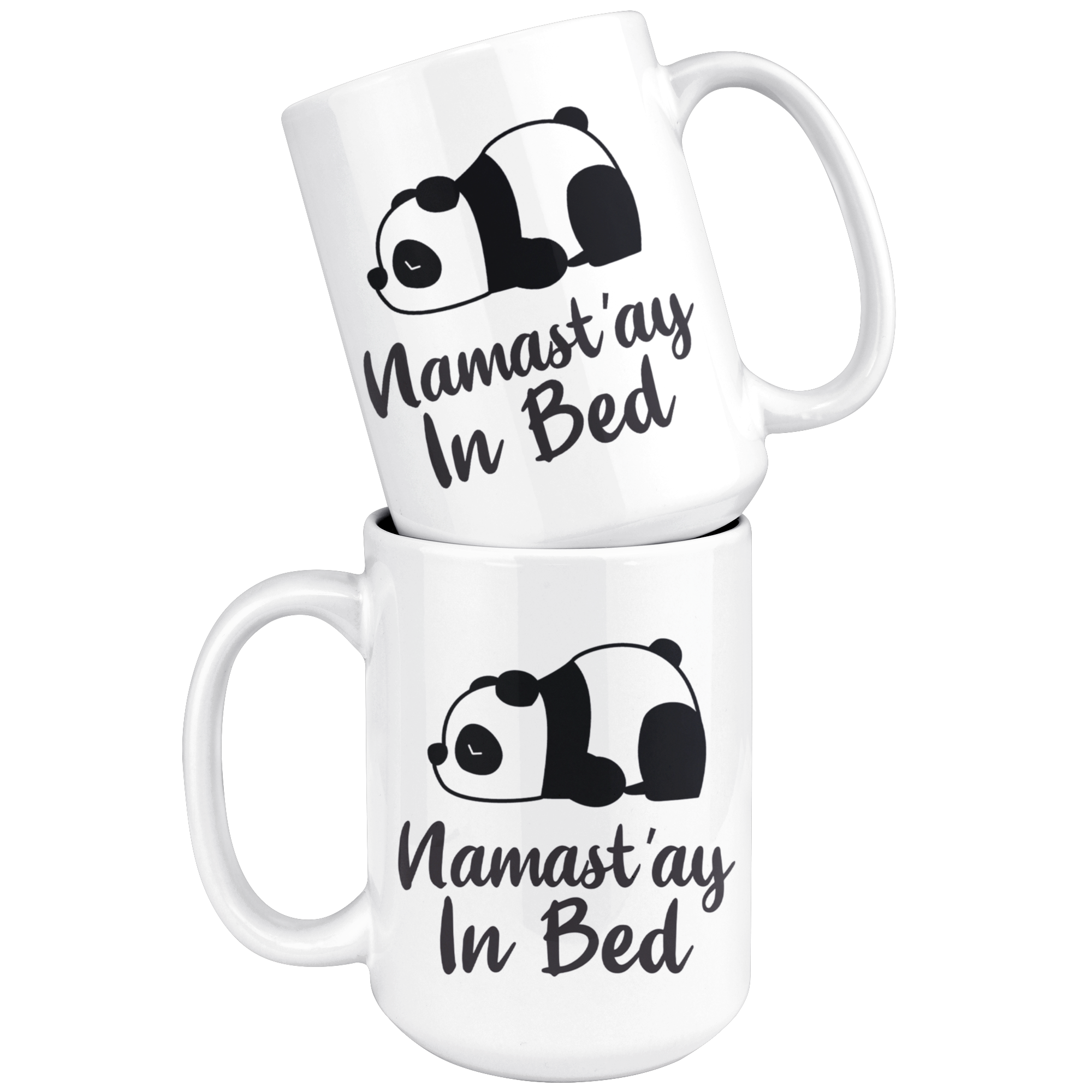 White 15oz Mug - Panda Namast'ay In Bed