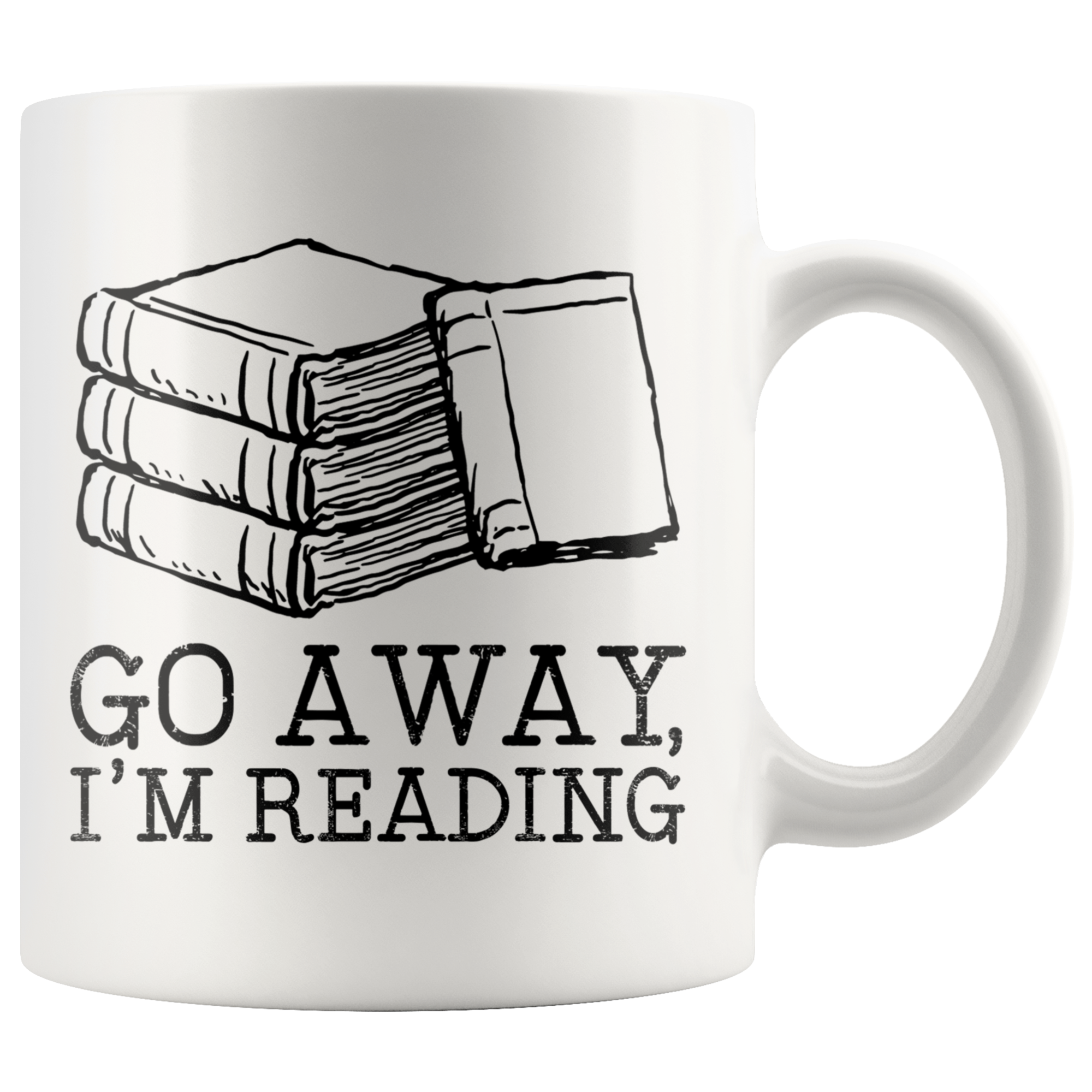 White 11oz Mug - Go Away I'm Reading
