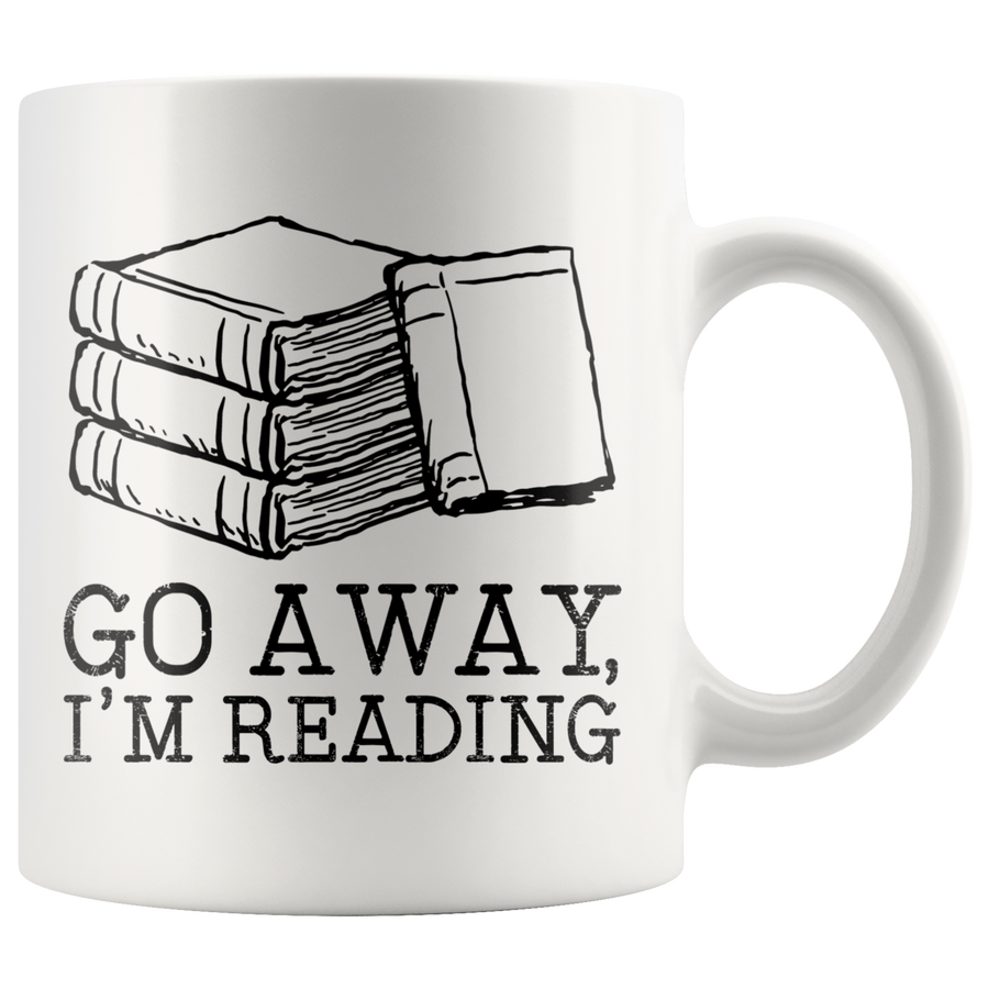 White 11oz Mug - Go Away I'm Reading
