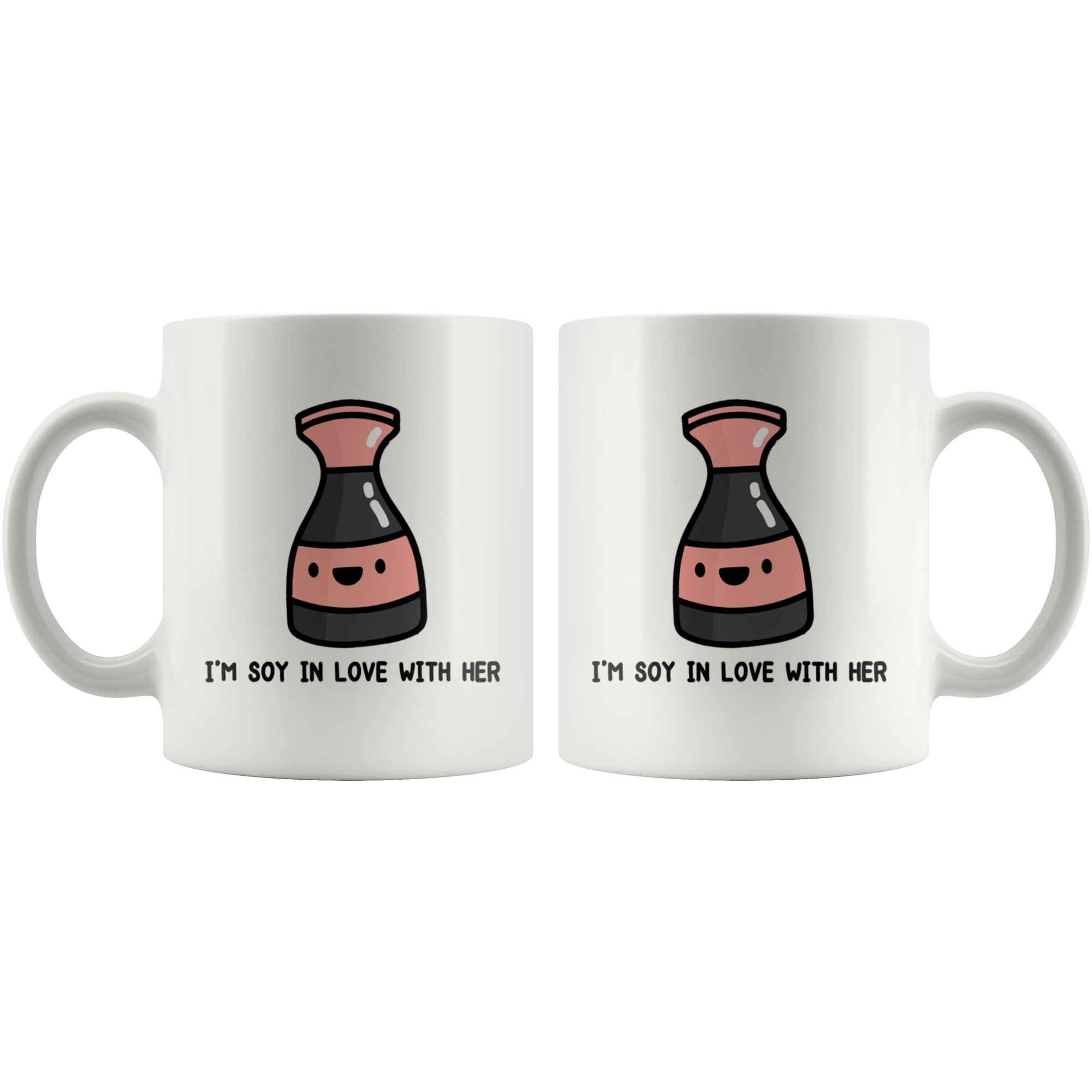 White Mugs - Sushi Matching Mugs Soy In Love