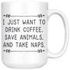 White Mugs - Drink Coffee Save Animals