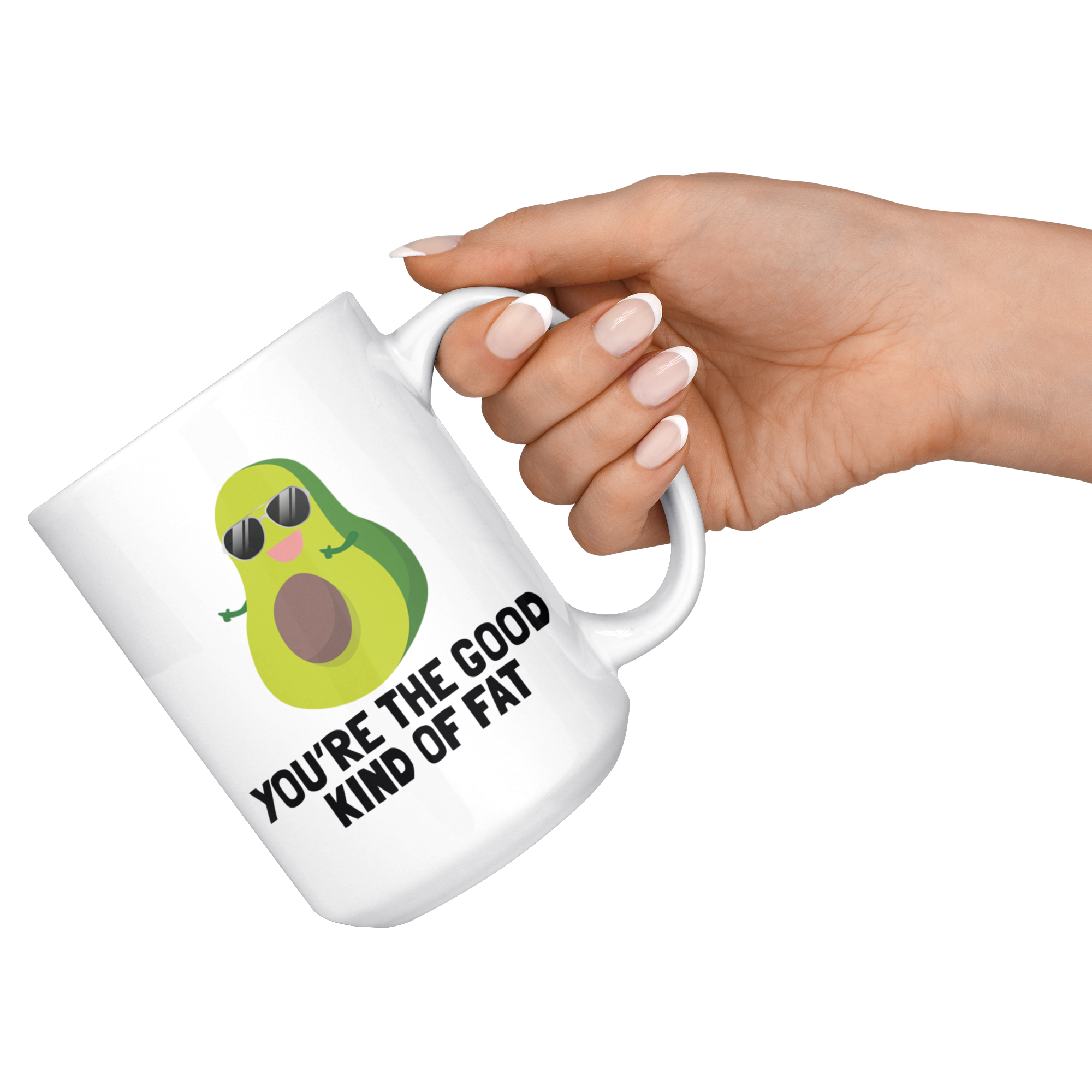 White 15oz Mug - Avocado Good Kind Of Fat