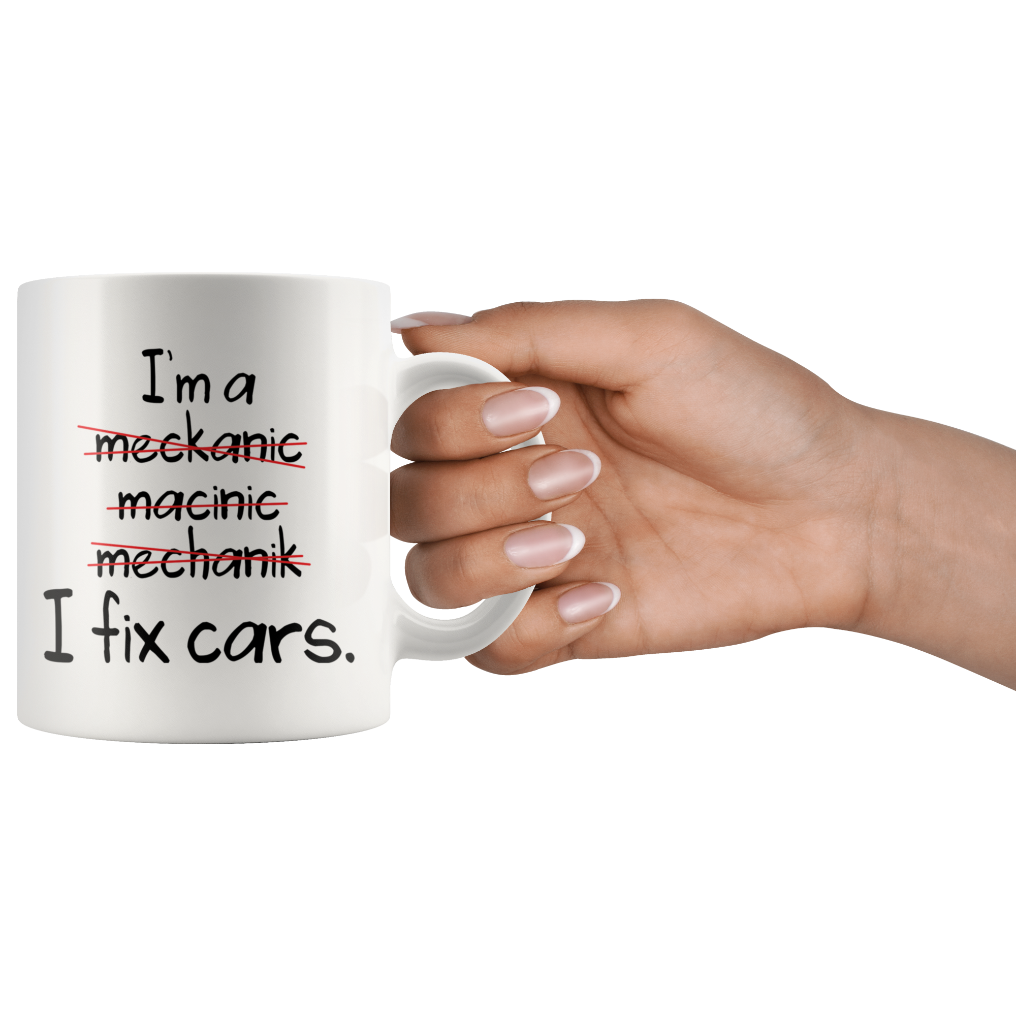 White 11oz Mug - Mechanic Spelling