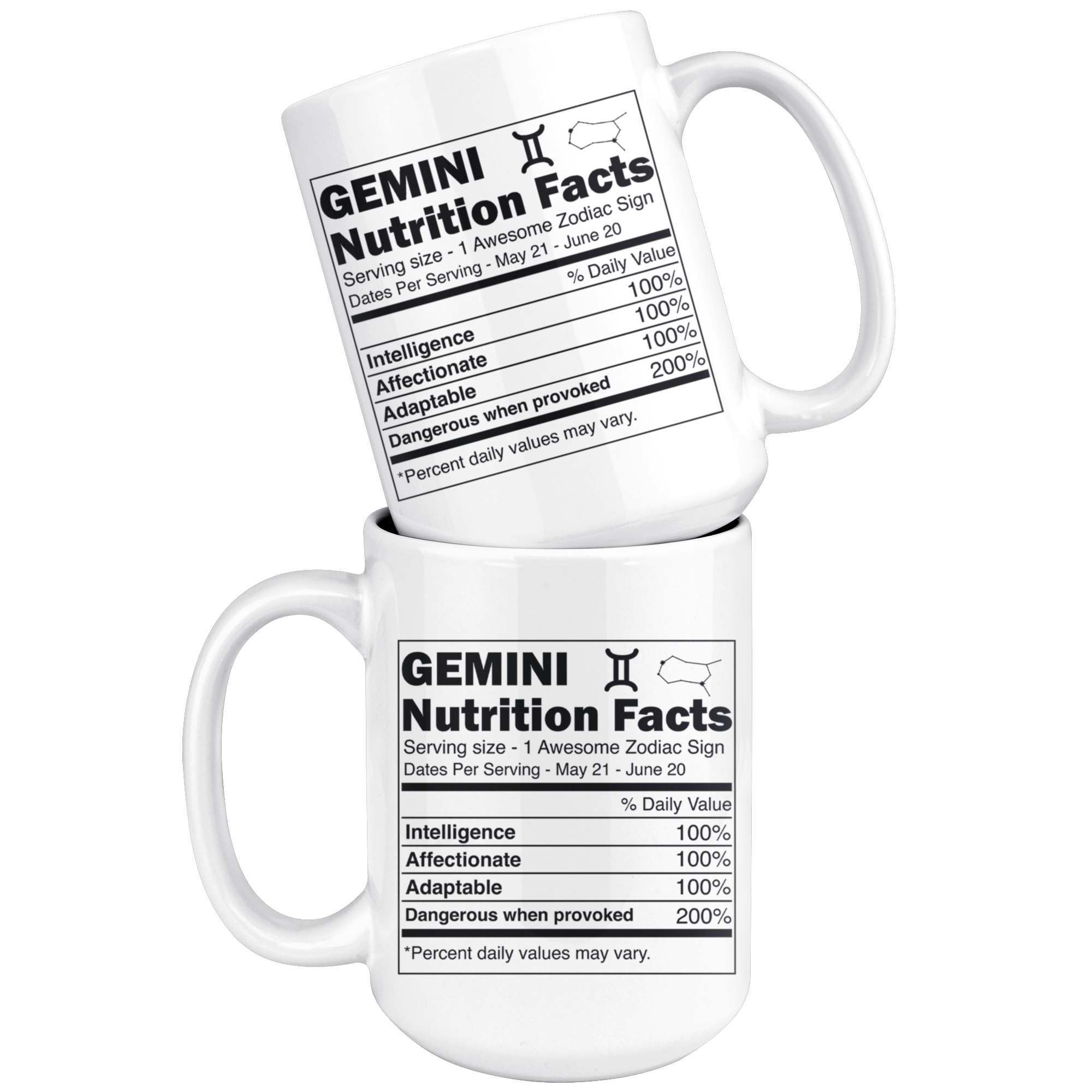 White 15oz Mug - Gemini Zodiac Nutrition Facts