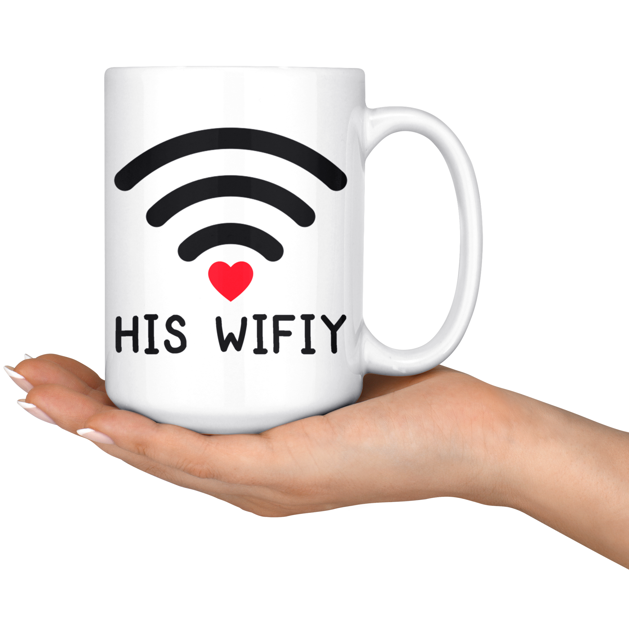 White 15oz Mug - Computer Matching Mug His Wifiy